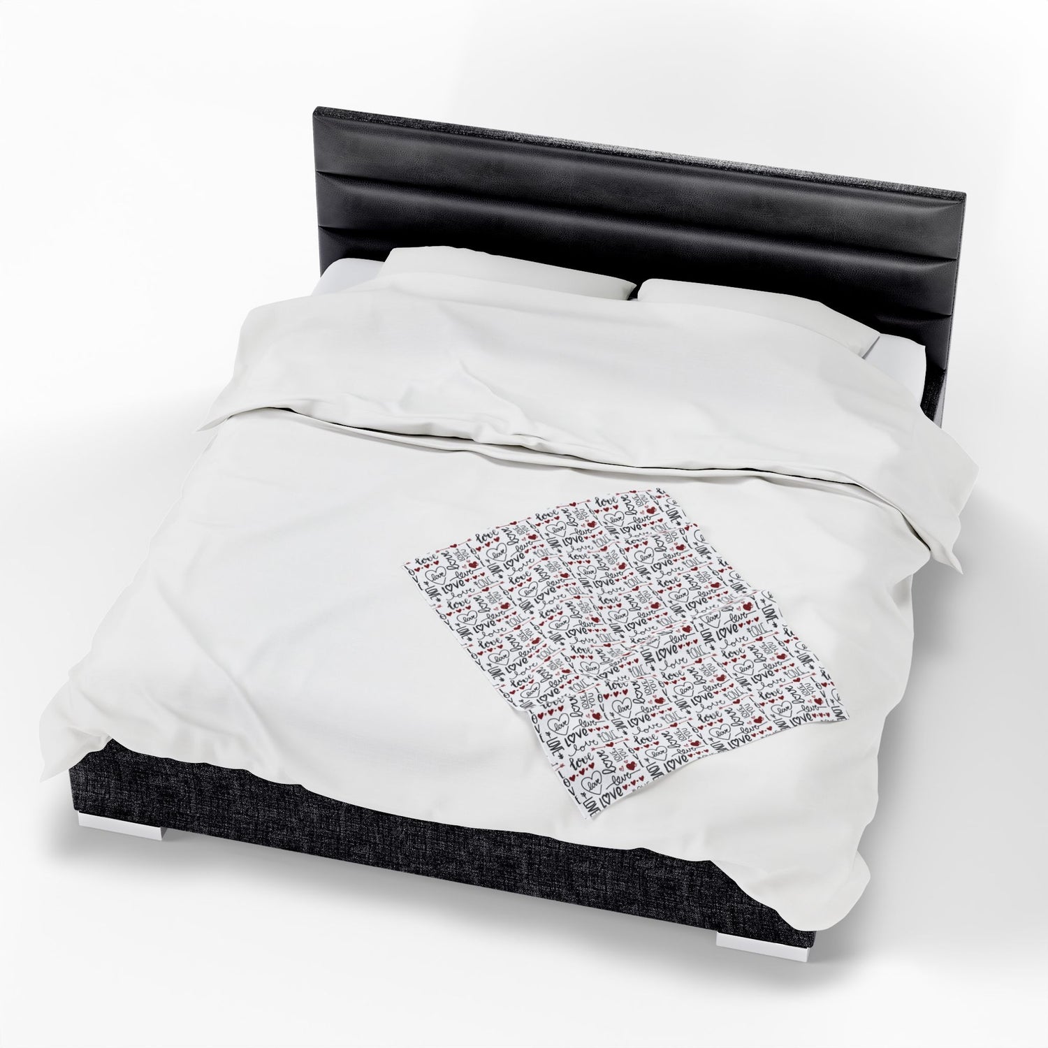 Cozy Love Print Velveteen Blanket - Valentine's Day Gift, Soft Luxury, Home Decor, Bedspread, Snuggle Throw