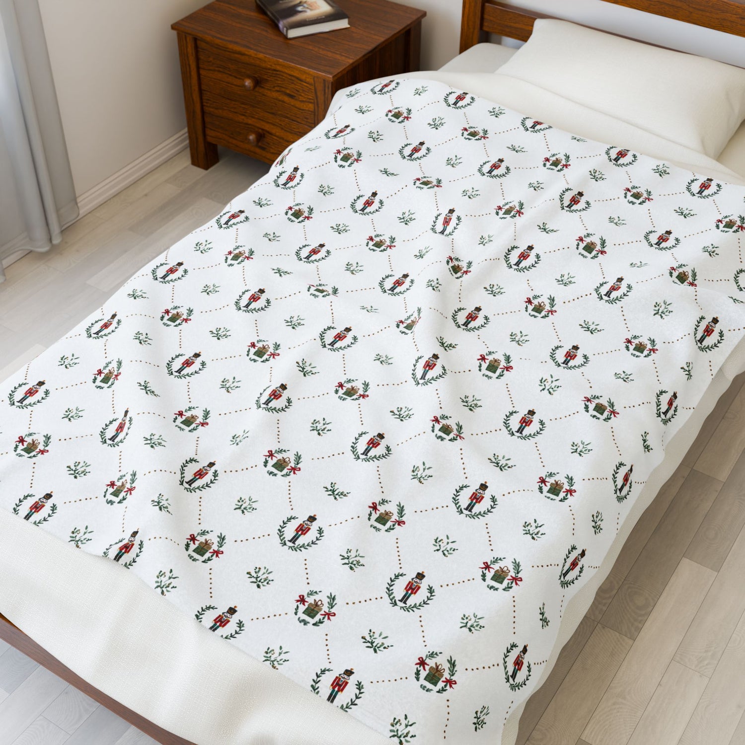 Festive Nutcracker Cozy Velveteen Plush Blanket