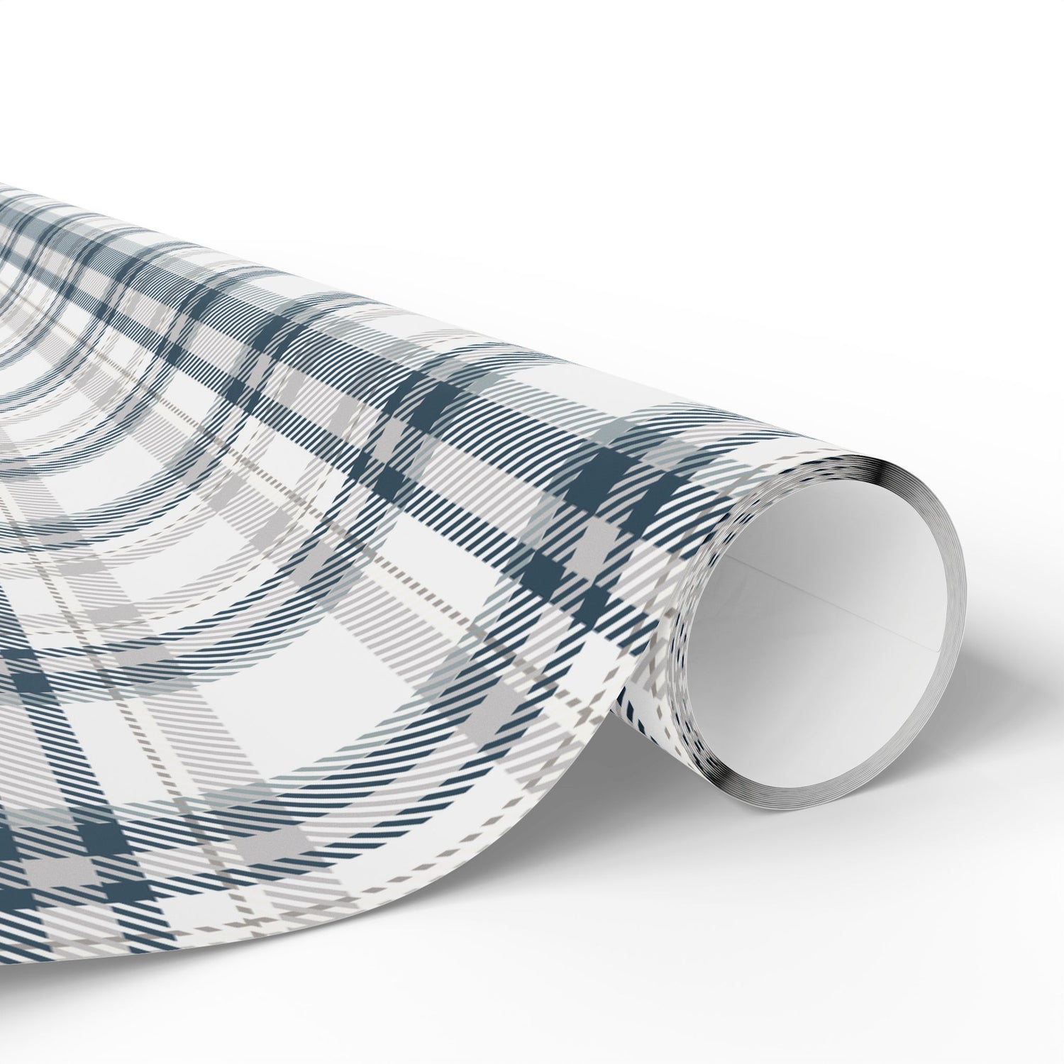Premium Wrapping Paper -Grey Blue Plaid