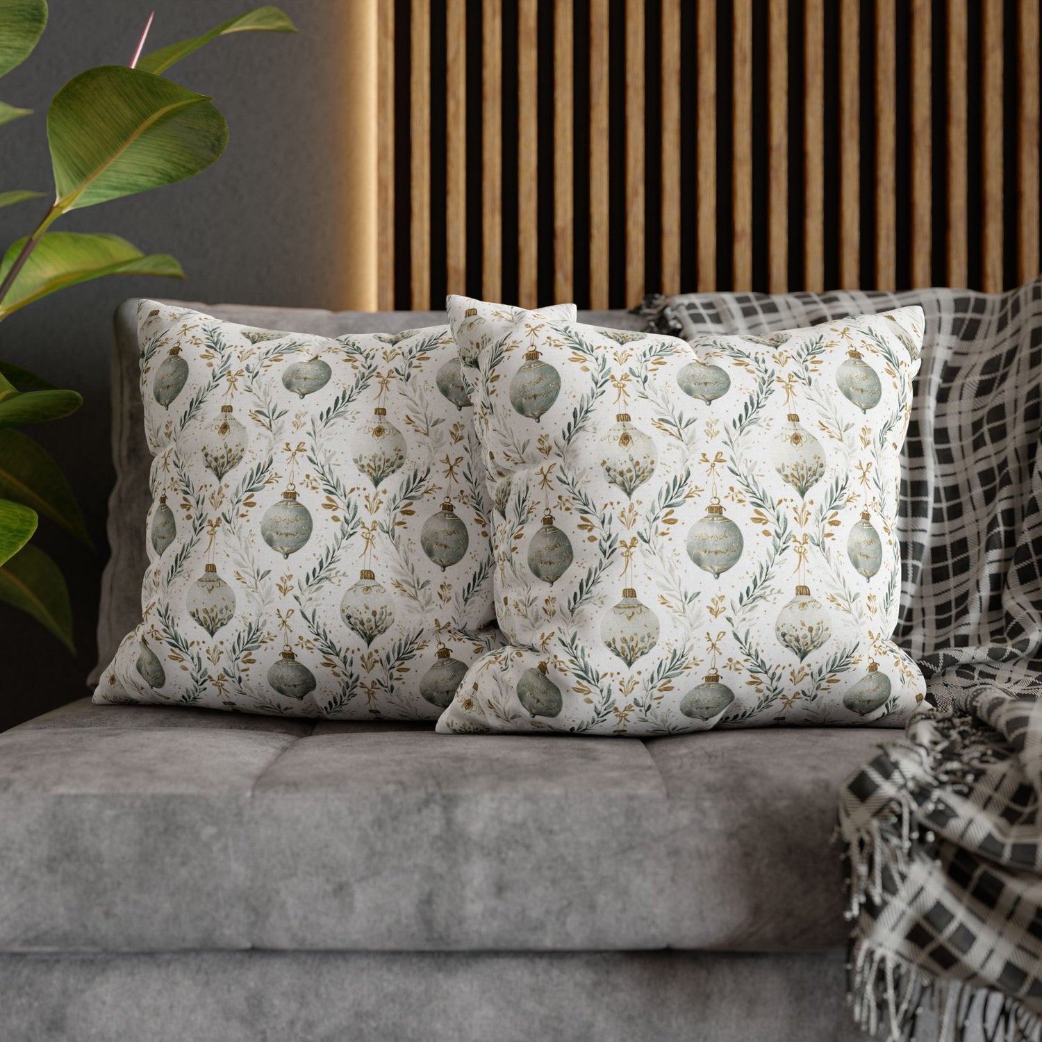 Elegant Holiday Ornament Throw Pillow Covers