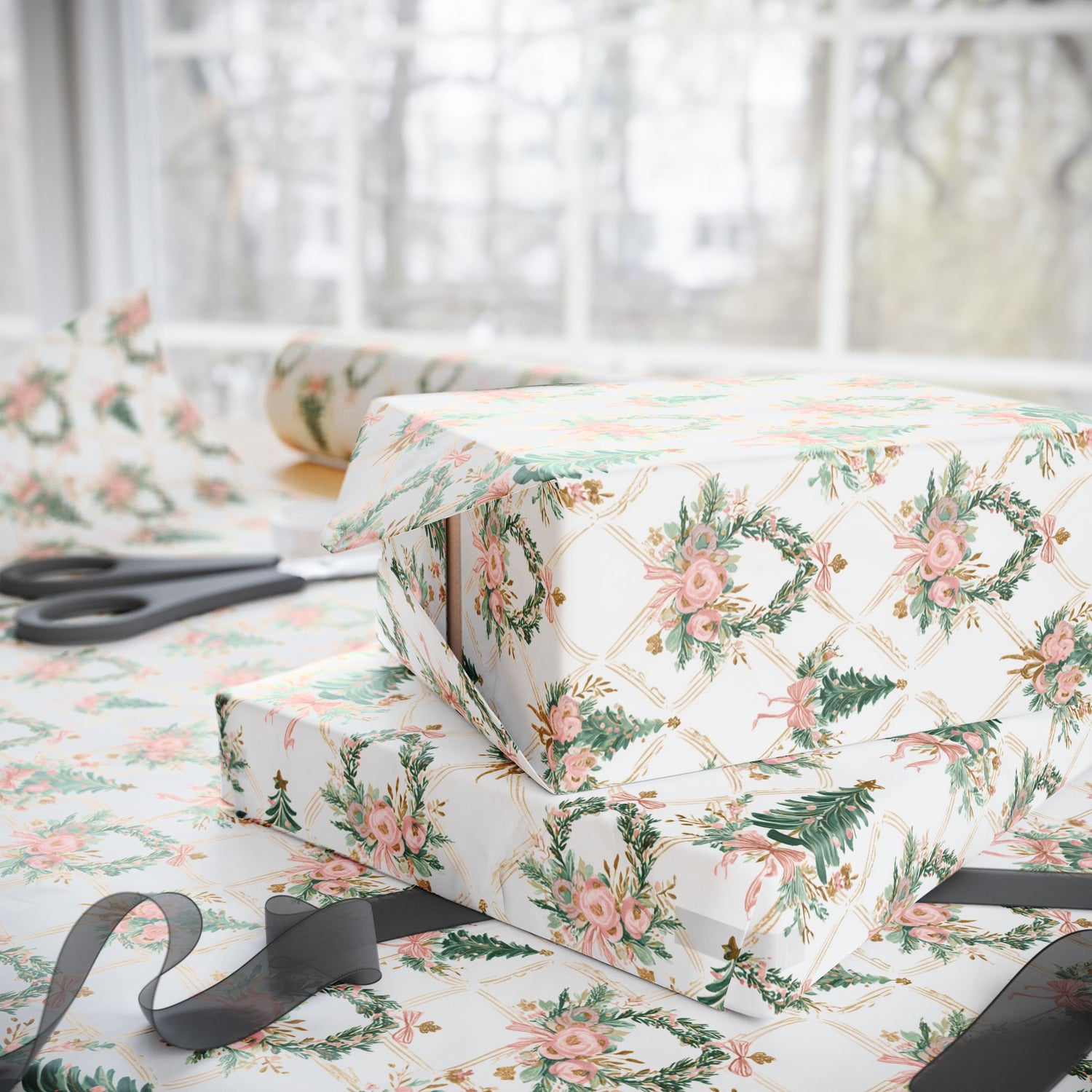Premium Wrapping Paper- Elegant Floral Trees