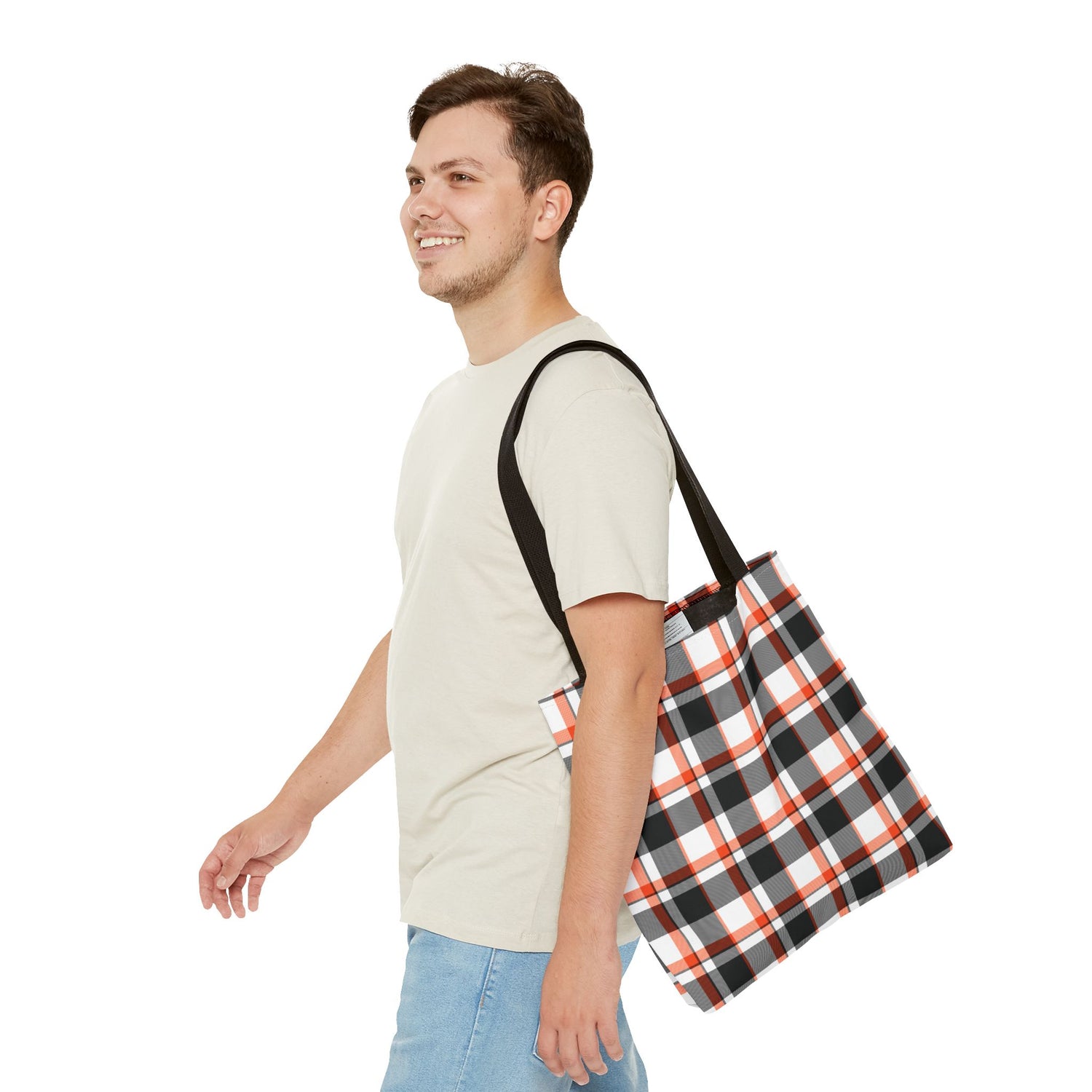 Fall Plaid Black Orange Tote Bag