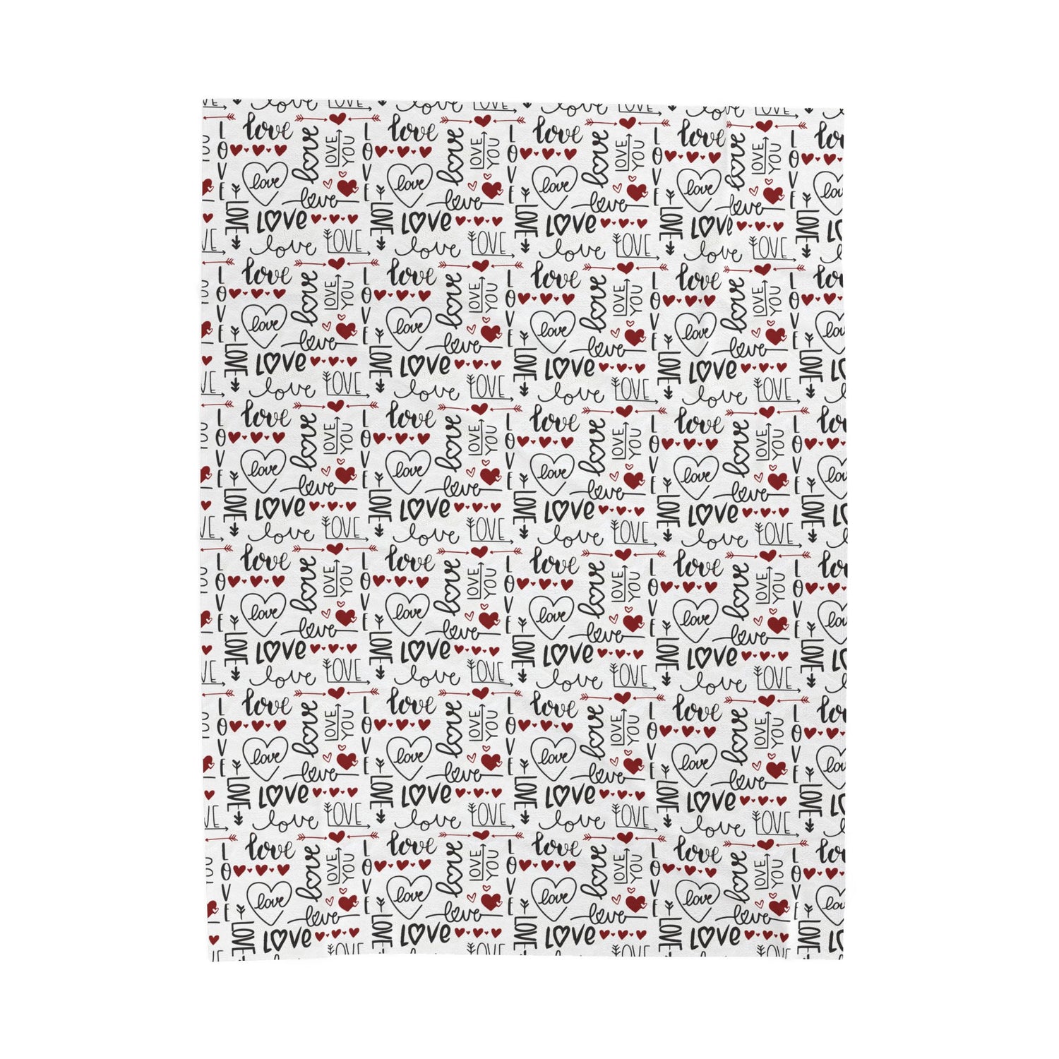 Cozy Love Print Velveteen Blanket - Valentine's Day Gift, Soft Luxury, Home Decor, Bedspread, Snuggle Throw