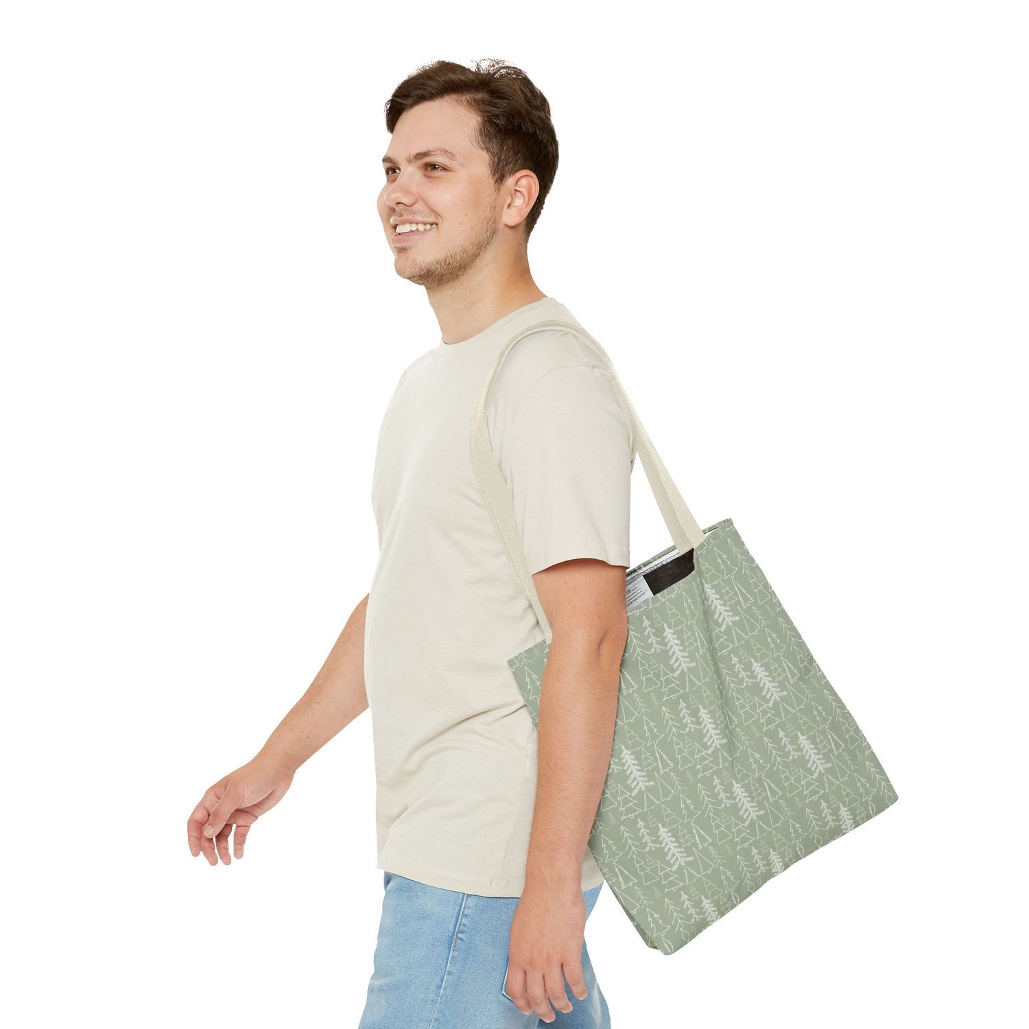 Cream Christmas Trees Tote Bag