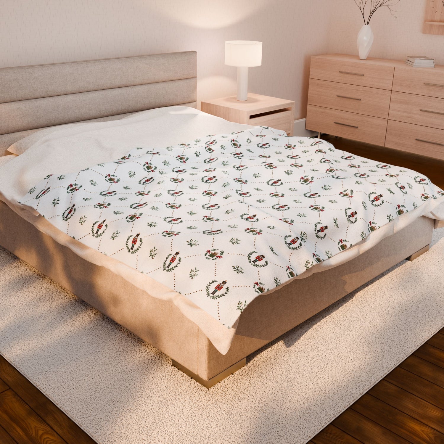 Festive Nutcracker Cozy Velveteen Plush Blanket