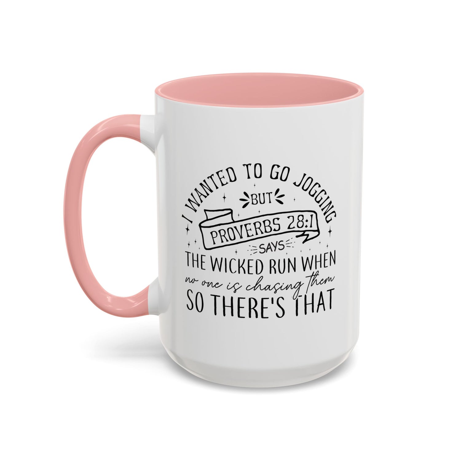 Inspirational Coffee Mug for Christian Joggers, Proverbs 28:1 Quote Mug, Funny Workout Gift, Motivational Drinkware, Exercise Humor