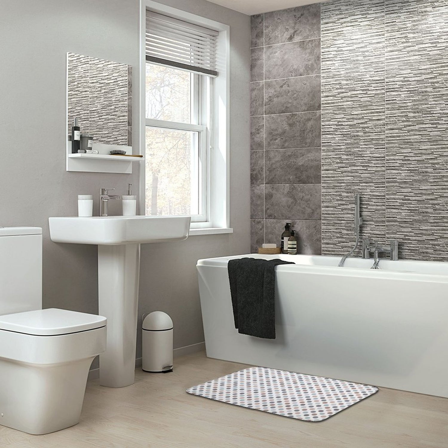 Plush Bathroom Mat- Neutral Dots