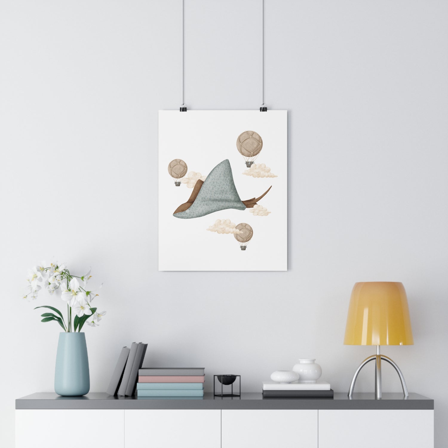 Giclée Art Print Memories of Dreams Sting Rays Hot Air Balloons