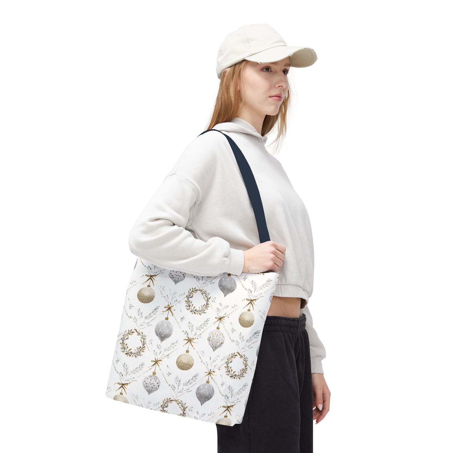 Elegant Christmas Tote Bag- Gold Silver Ornaments