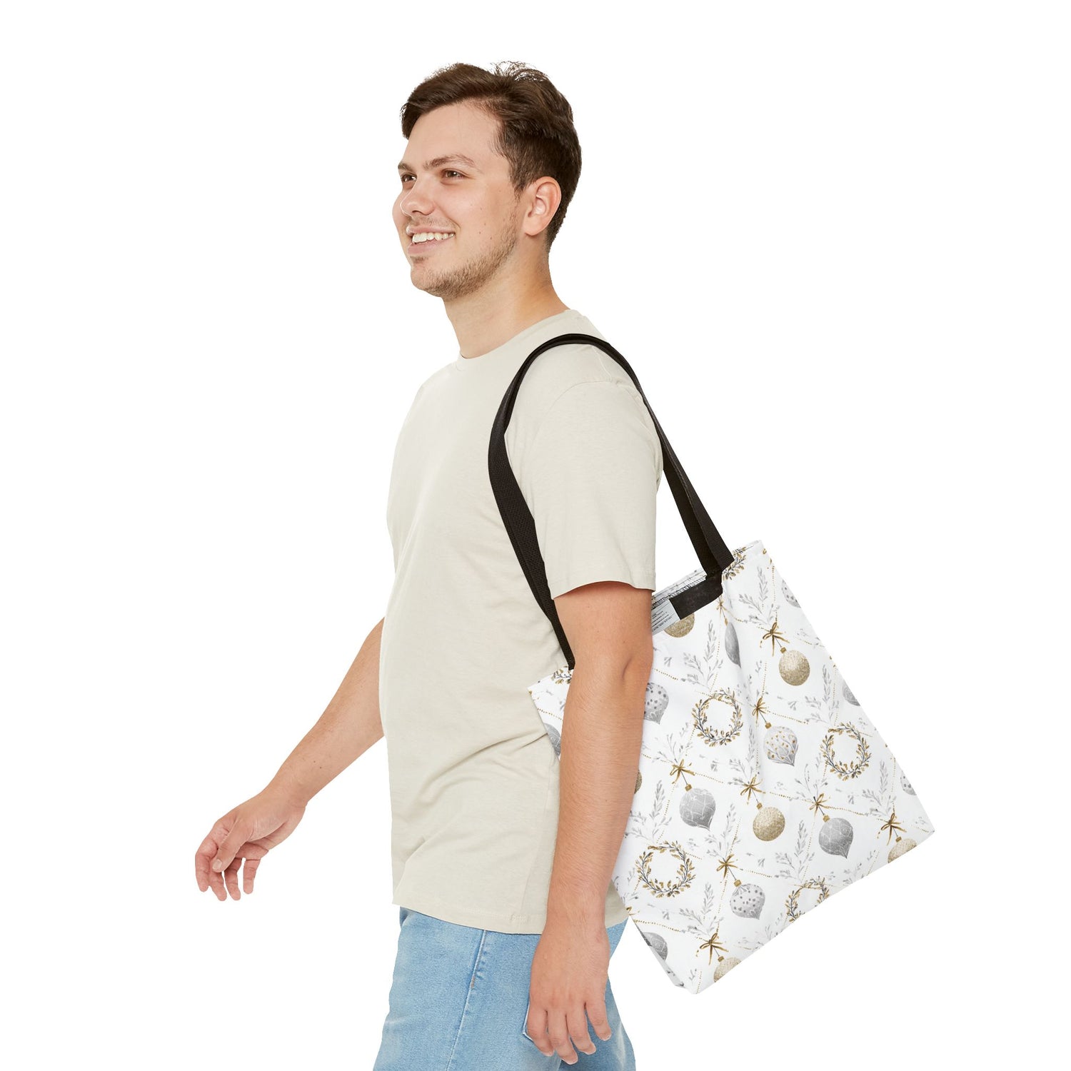 Elegant Christmas Tote Bag- Gold Silver Ornaments