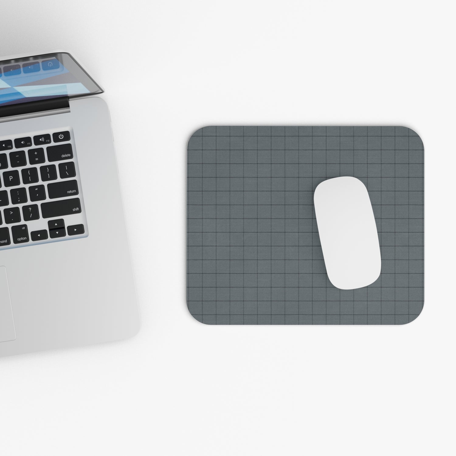 Minimalist Gray Grid Mouse Pad – Office Decor, Gift for Students, Custom Computer Accessories, Desk Organizer