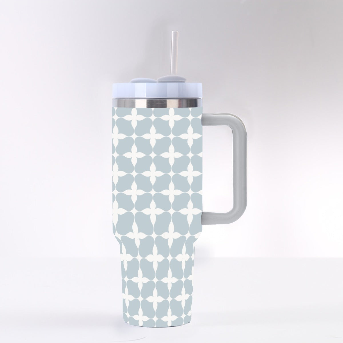Blue Cream Geo Crosses 40 oz Tumbler With Handle