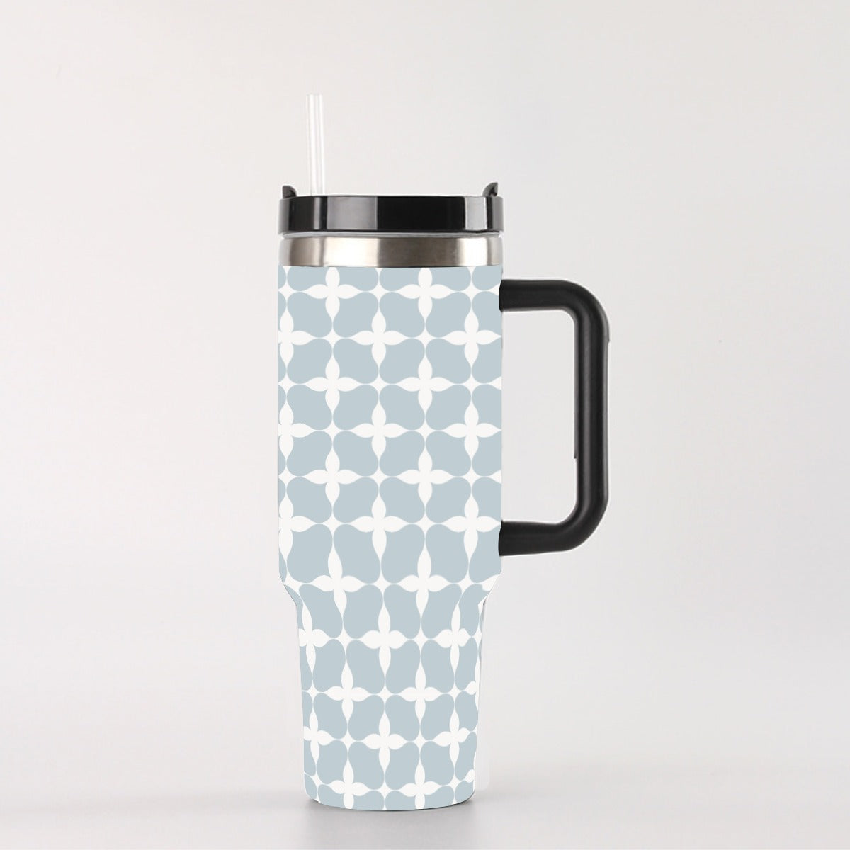 Blue Cream Geo Crosses 40 oz Tumbler With Handle