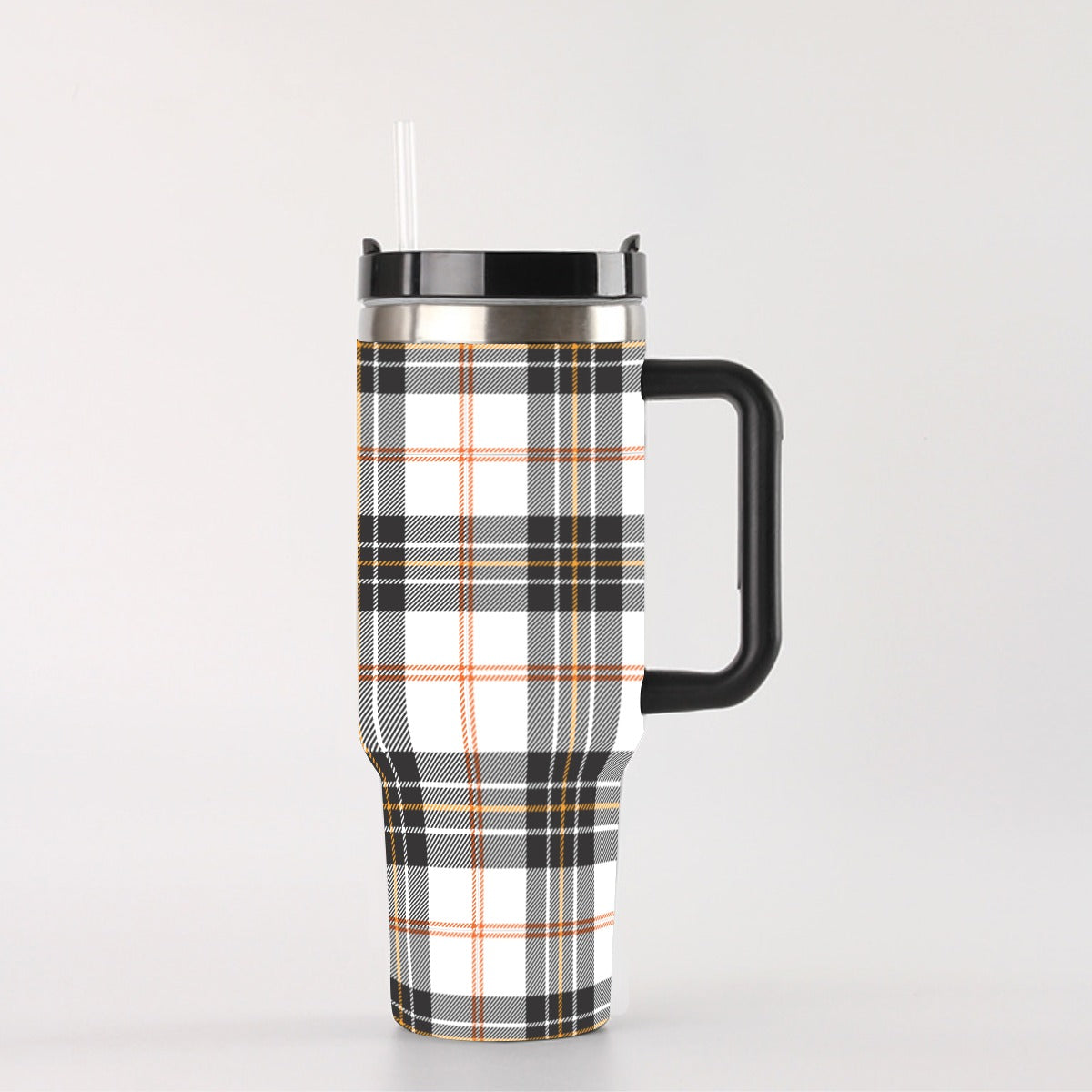Fall Tartan Plaid 40 oz Tumbler With Handle