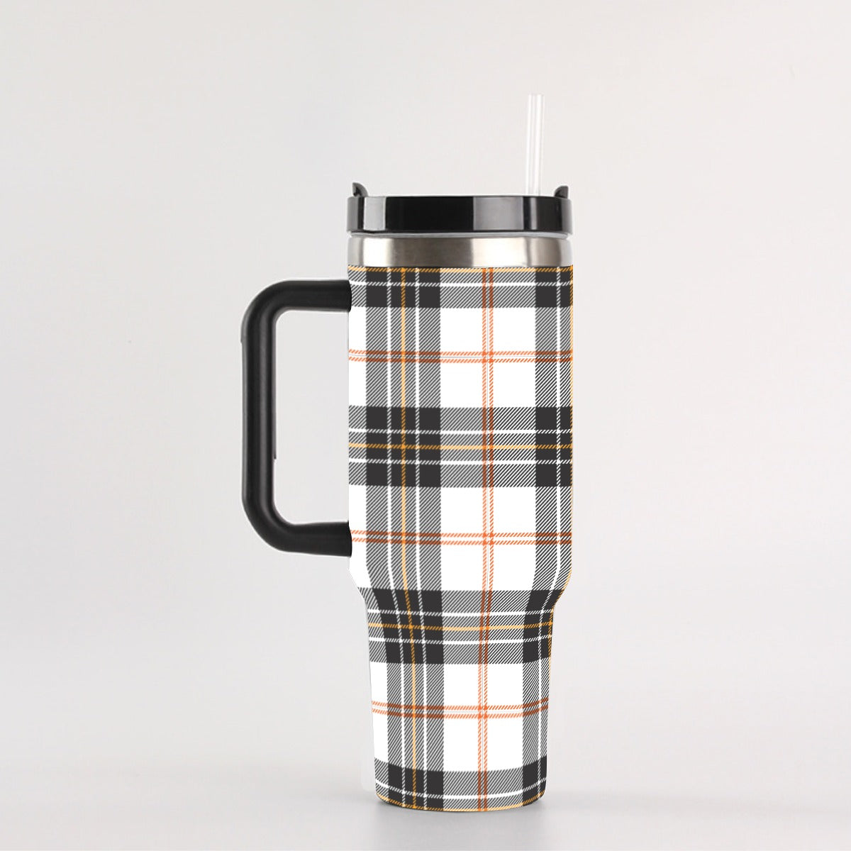 Fall Tartan Plaid 40 oz Tumbler With Handle