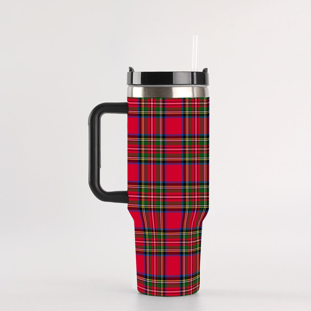 Red Christmas Plaid 40 oz Tumbler With Handle