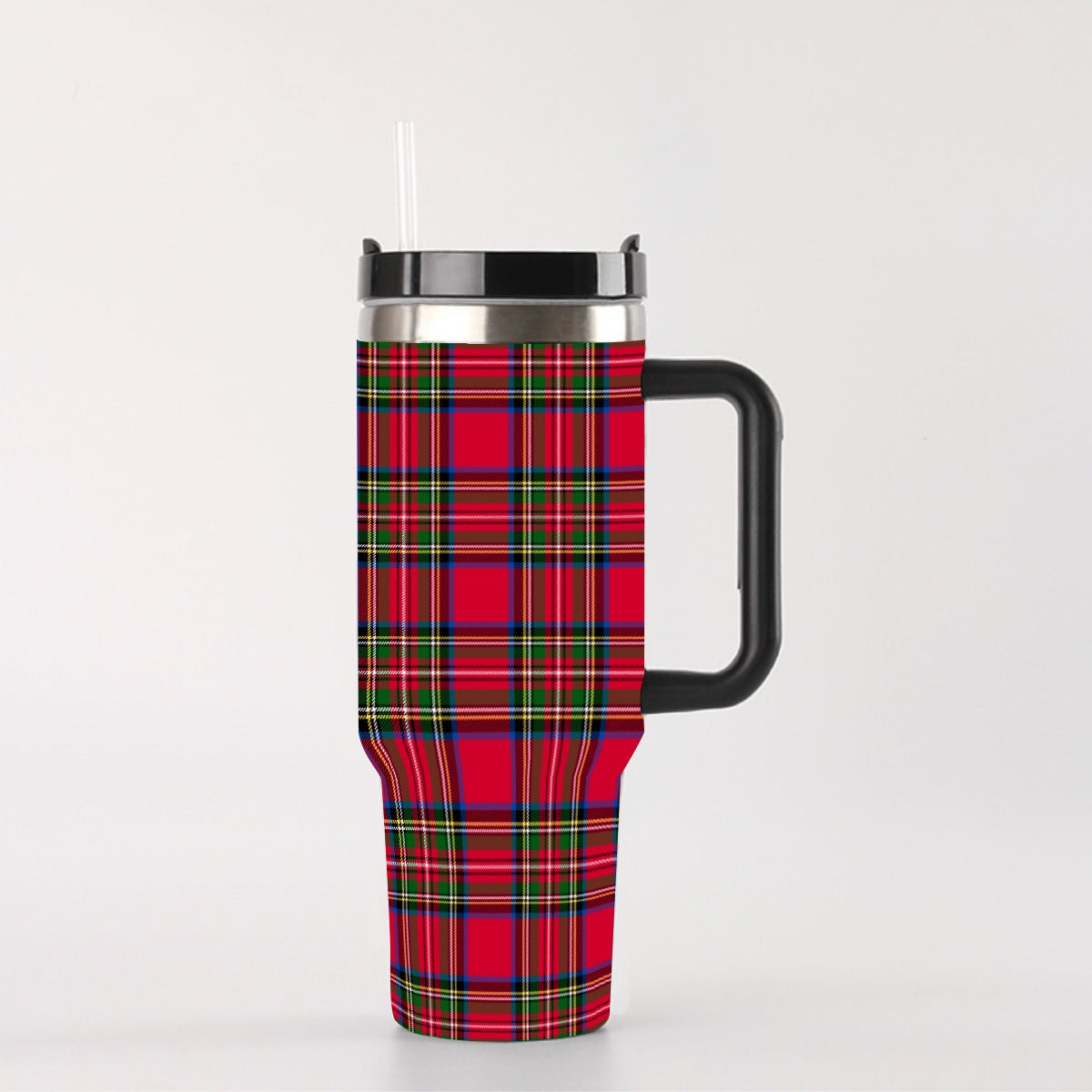 Red Christmas Plaid 40 oz Tumbler With Handle