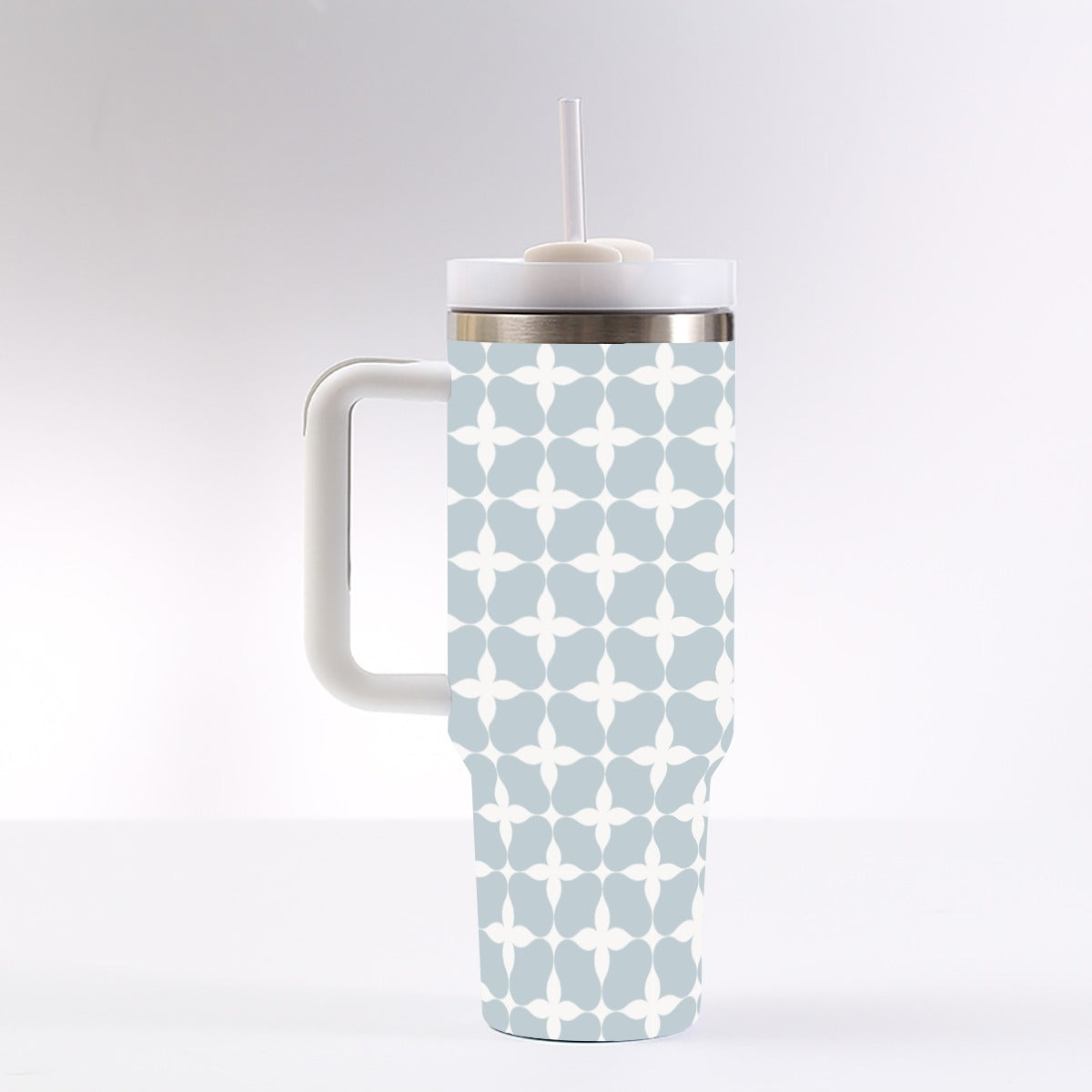Blue Cream Geo Crosses 40 oz Tumbler With Handle