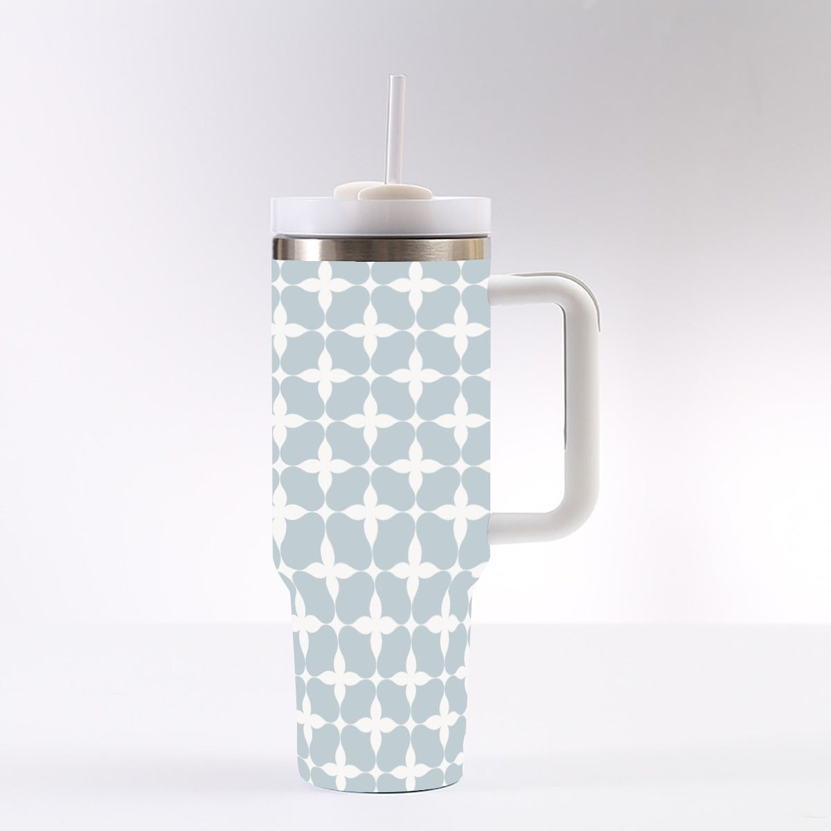 Blue Cream Geo Crosses 40 oz Tumbler With Handle