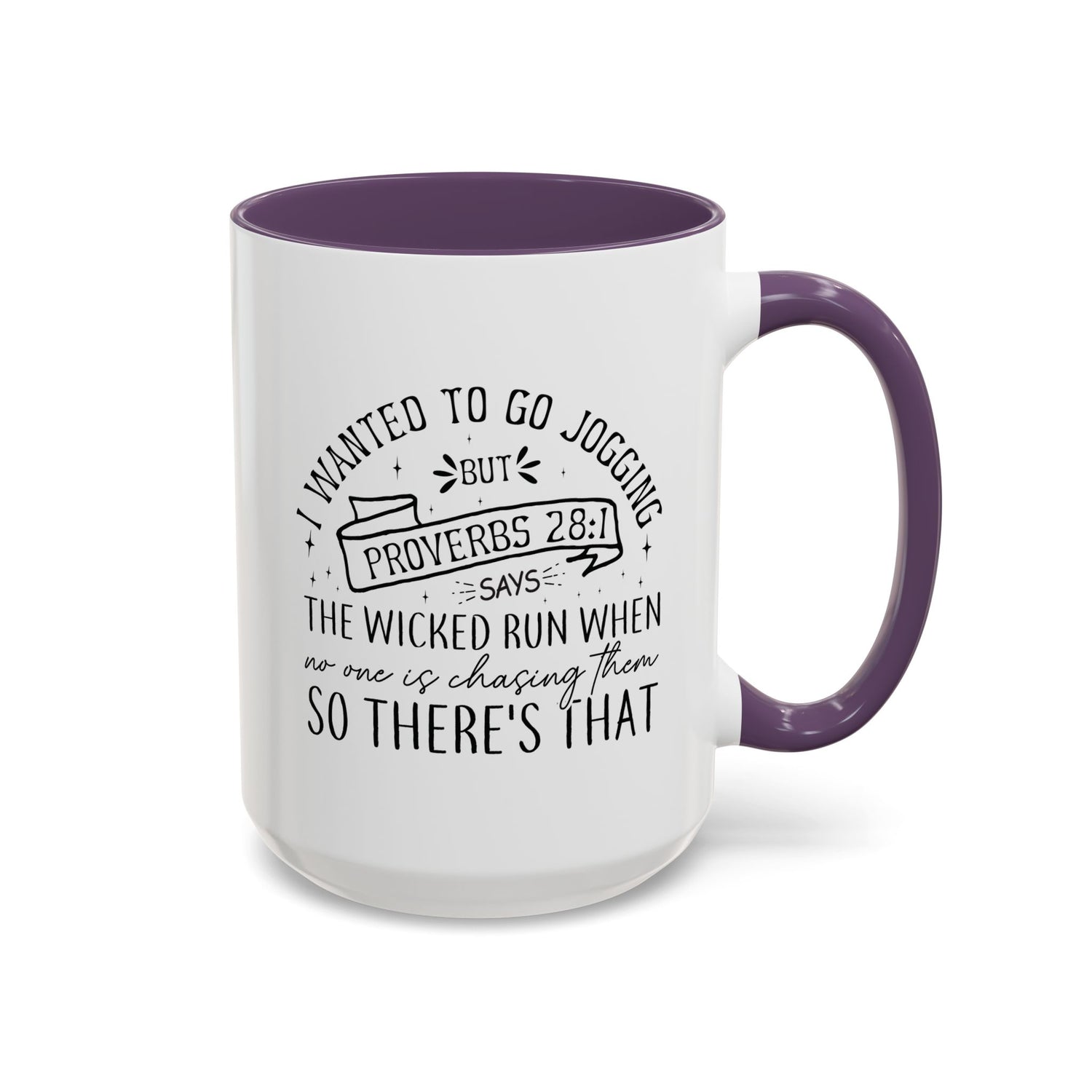 Inspirational Coffee Mug for Christian Joggers, Proverbs 28:1 Quote Mug, Funny Workout Gift, Motivational Drinkware, Exercise Humor