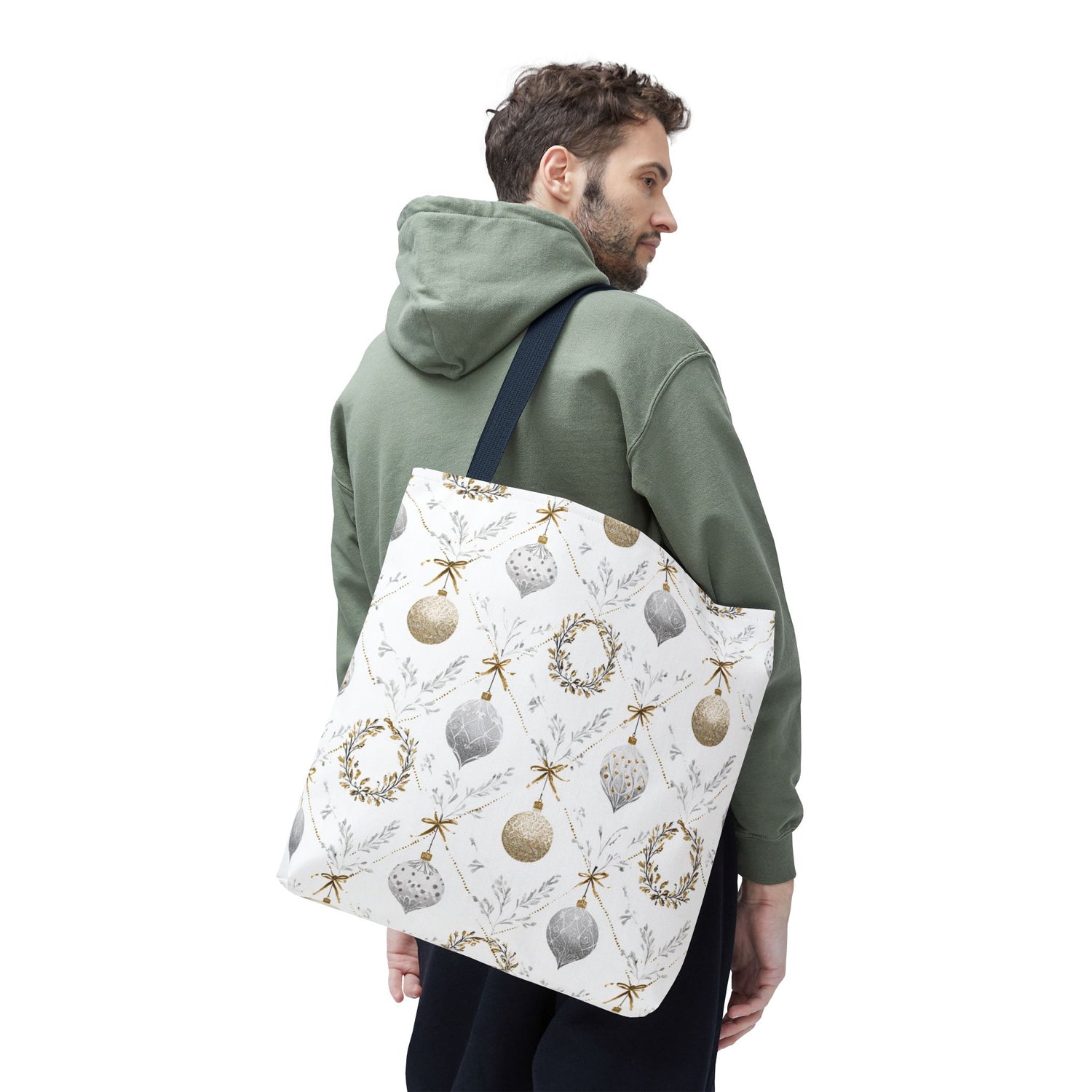 Elegant Christmas Tote Bag- Gold Silver Ornaments