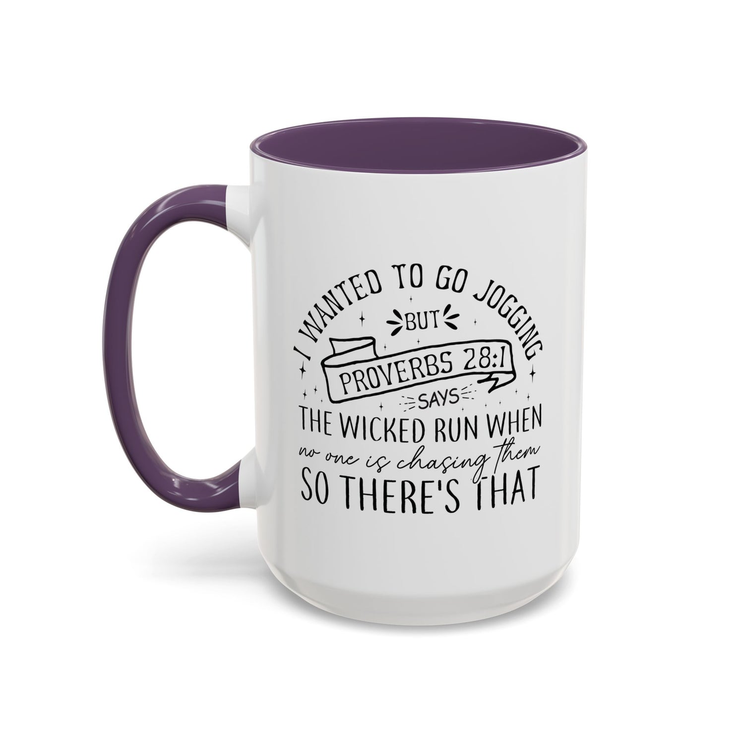 Inspirational Coffee Mug for Christian Joggers, Proverbs 28:1 Quote Mug, Funny Workout Gift, Motivational Drinkware, Exercise Humor