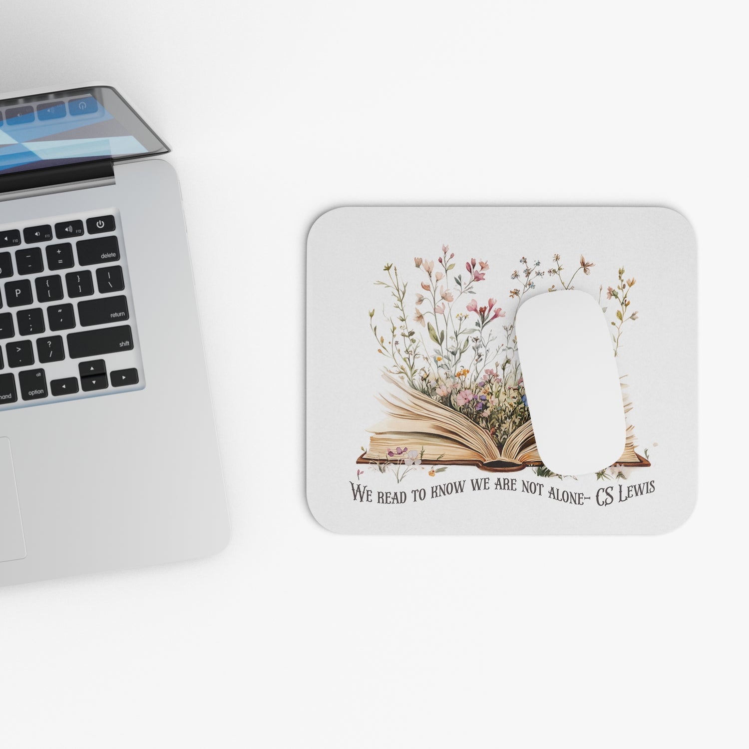 Inspirational Mouse Pad, Literary Mouse Pad, CS Lewis Quote Mouse Pad, Floral Design Desk Accessory, Office Decor Gift