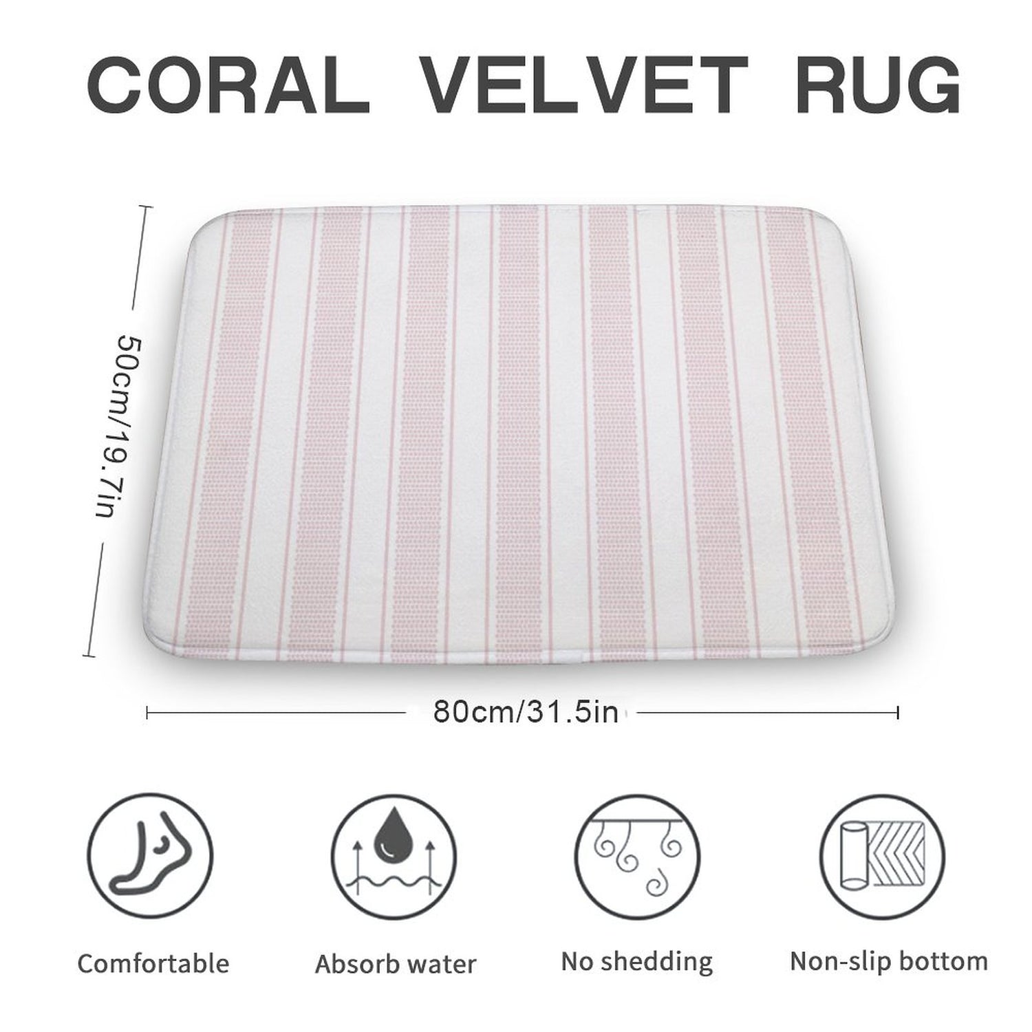 Plush Bath Mat- French Stripe Pink