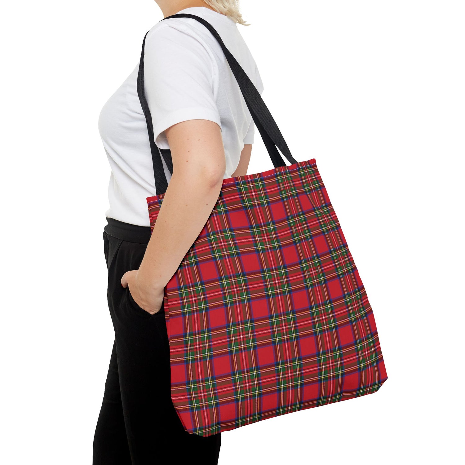 Red Christmas Plaid Tote Bag