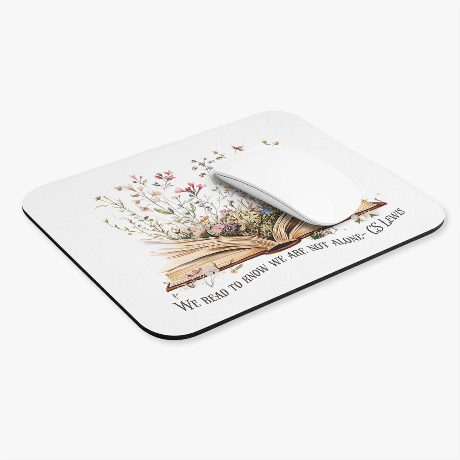 Inspirational Mouse Pad, Literary Mouse Pad, CS Lewis Quote Mouse Pad, Floral Design Desk Accessory, Office Decor Gift