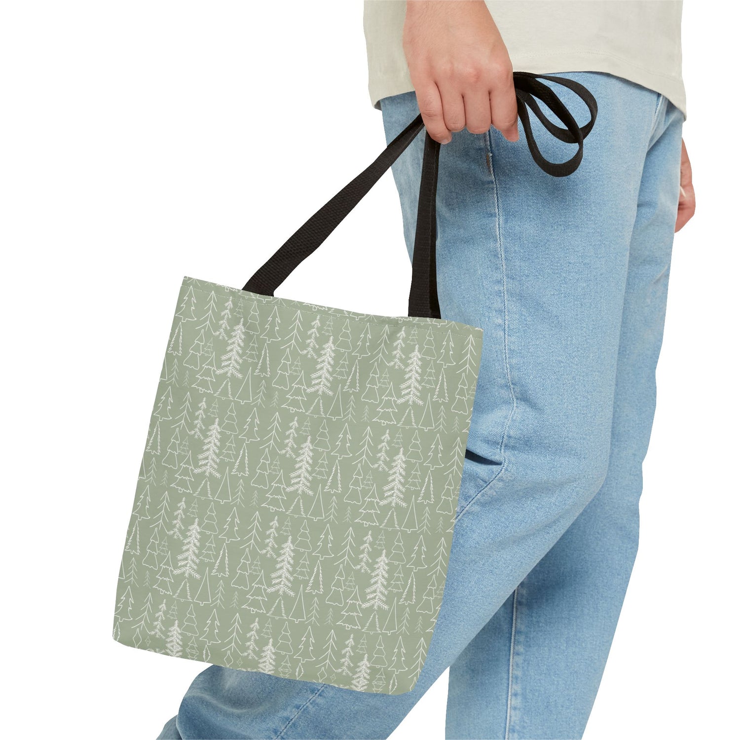 Cream Christmas Trees Tote Bag