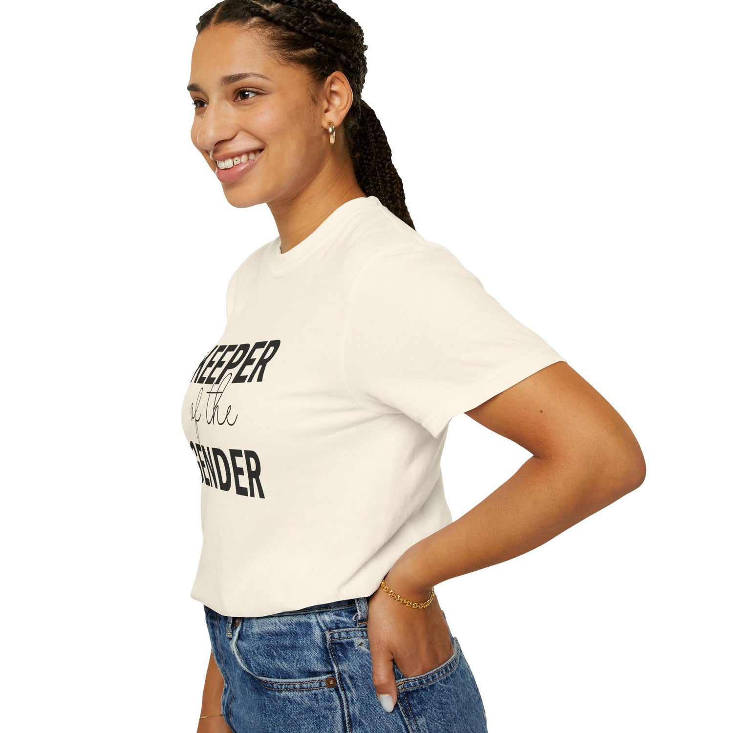 Unisex Garment-Dyed T-Shirt with 'Keeper of the Gender' Print | Funny New Baby Shirt, Casual Wear, Gender Reveal