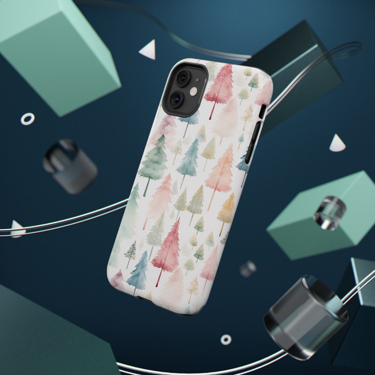 Watercolor Christmas Trees Impact-Resistant Phone Case, iPhone, Samsung