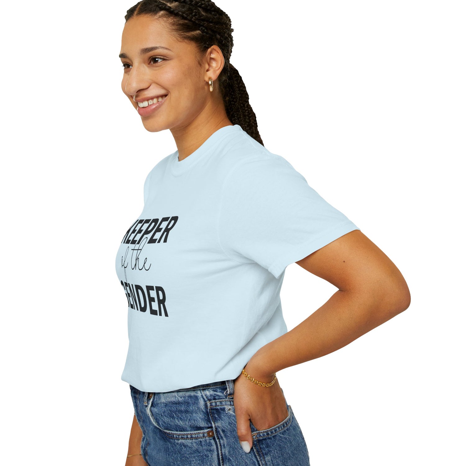 Unisex Garment-Dyed T-Shirt with 'Keeper of the Gender' Print | Funny New Baby Shirt, Casual Wear, Gender Reveal
