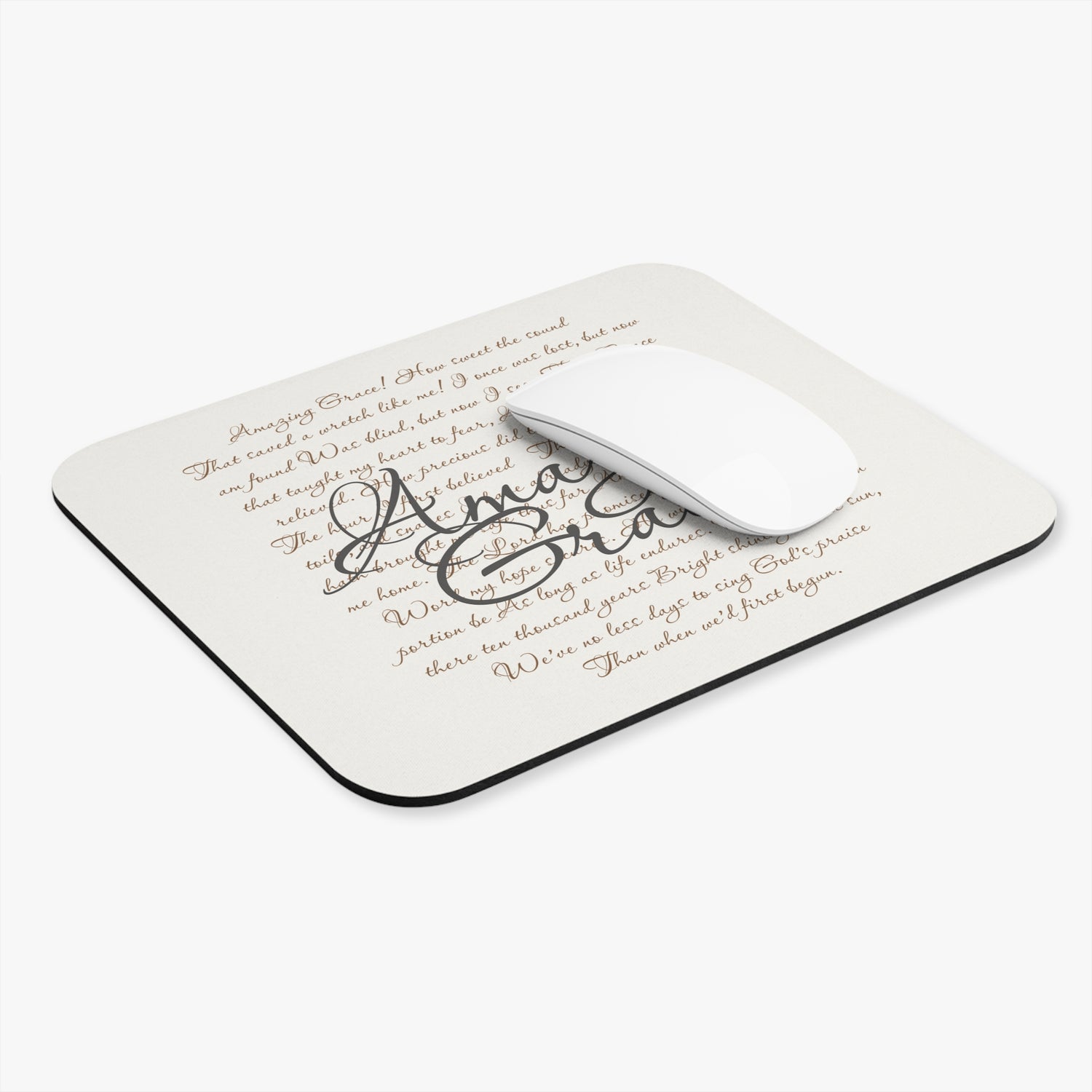 Elegant Mouse Pad with 'Amazing Grace' Calligraphy, Inspirational Gift for Home Office, Perfect for Christmas, Birthdays