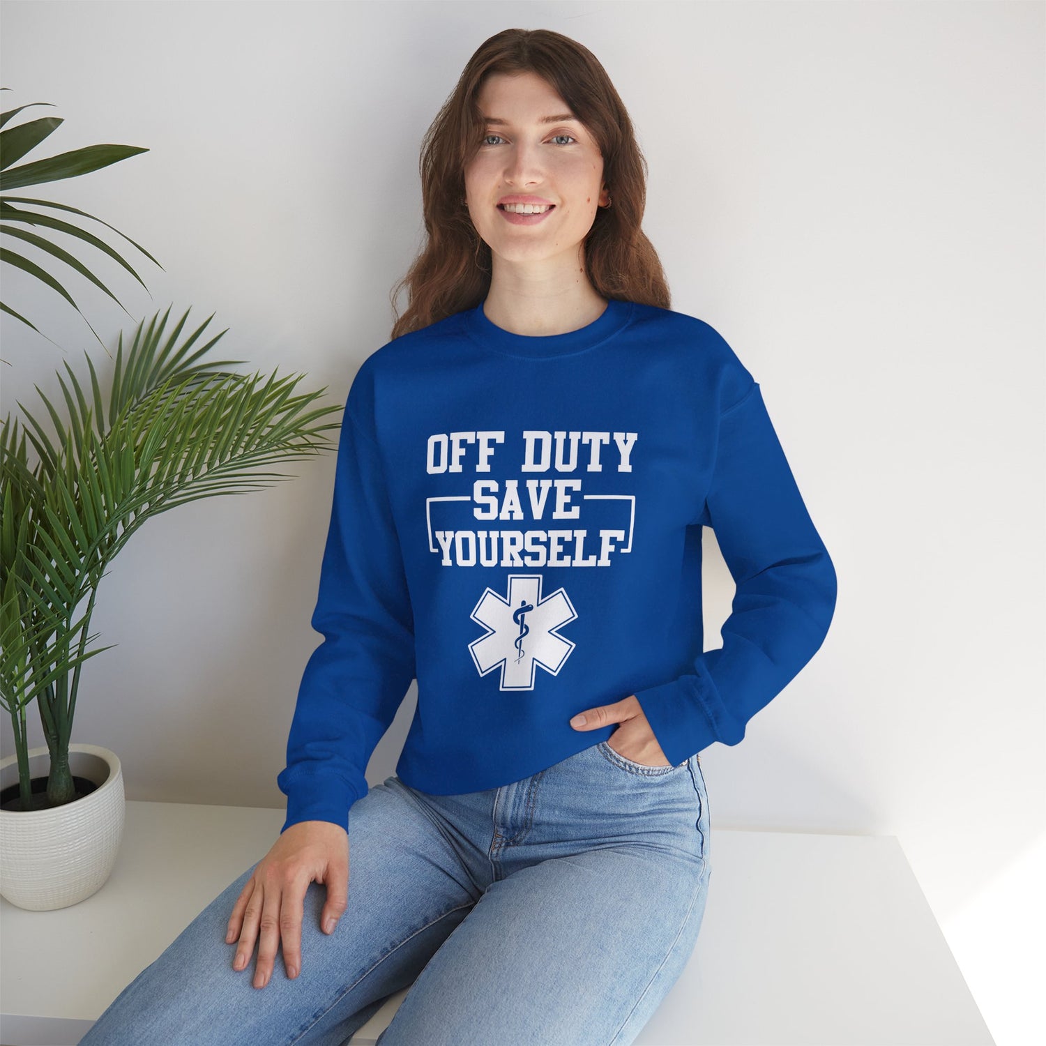 Off Duty Save Yourself Sweatshirt | EMS Crewneck, First Responder Gift, Comfortable Sweatshirt, Casual Wear, Emergency Services Apparel