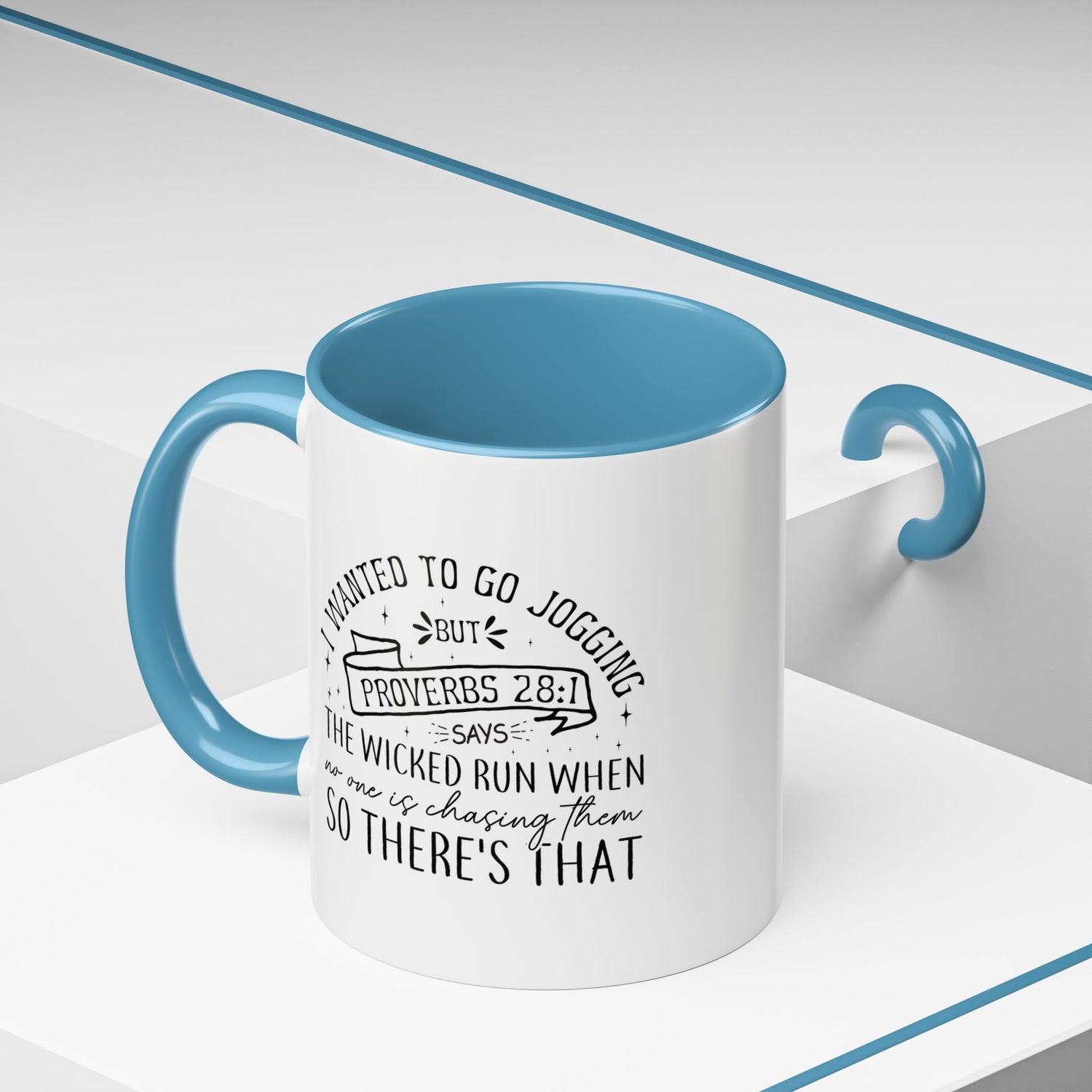 Inspirational Coffee Mug for Christian Joggers, Proverbs 28:1 Quote Mug, Funny Workout Gift, Motivational Drinkware, Exercise Humor