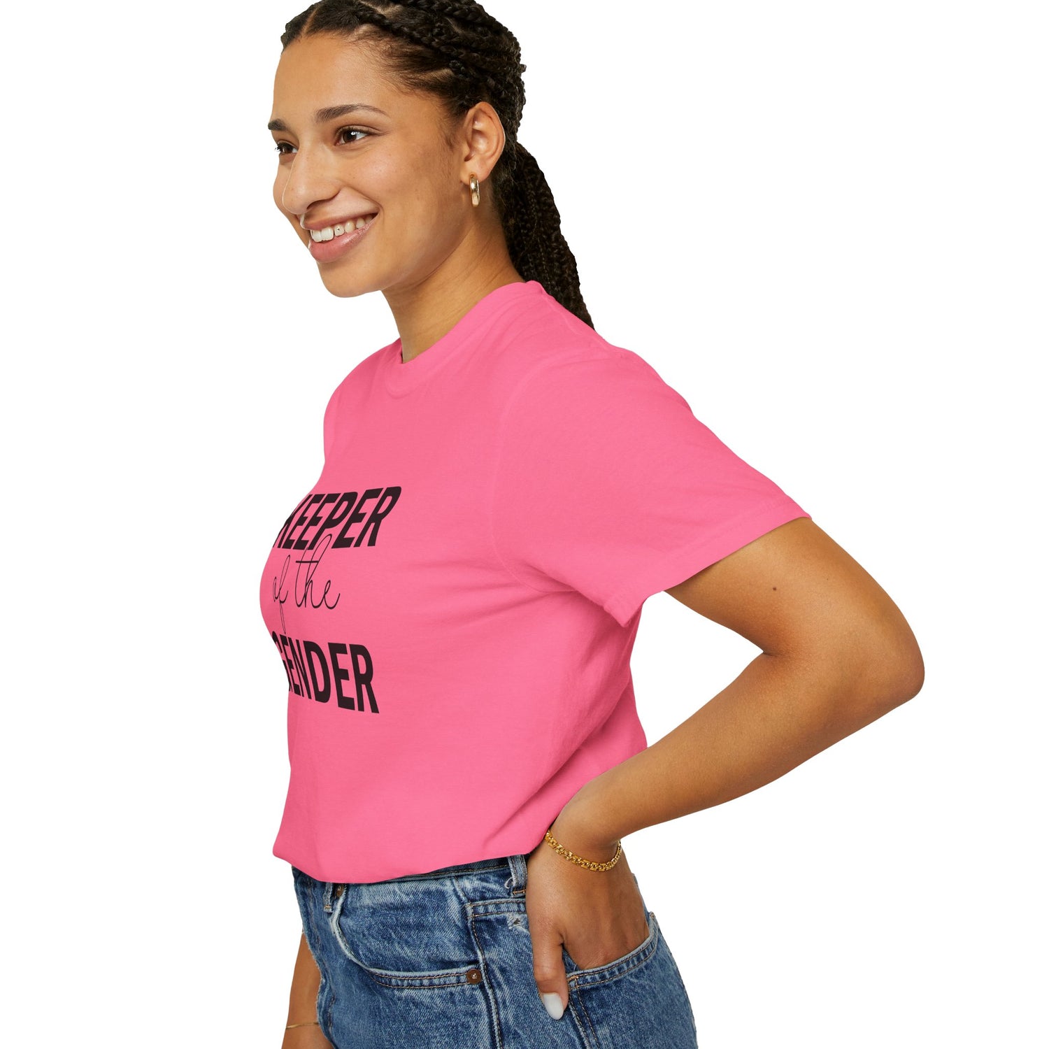 Unisex Garment-Dyed T-Shirt with 'Keeper of the Gender' Print | Funny New Baby Shirt, Casual Wear, Gender Reveal