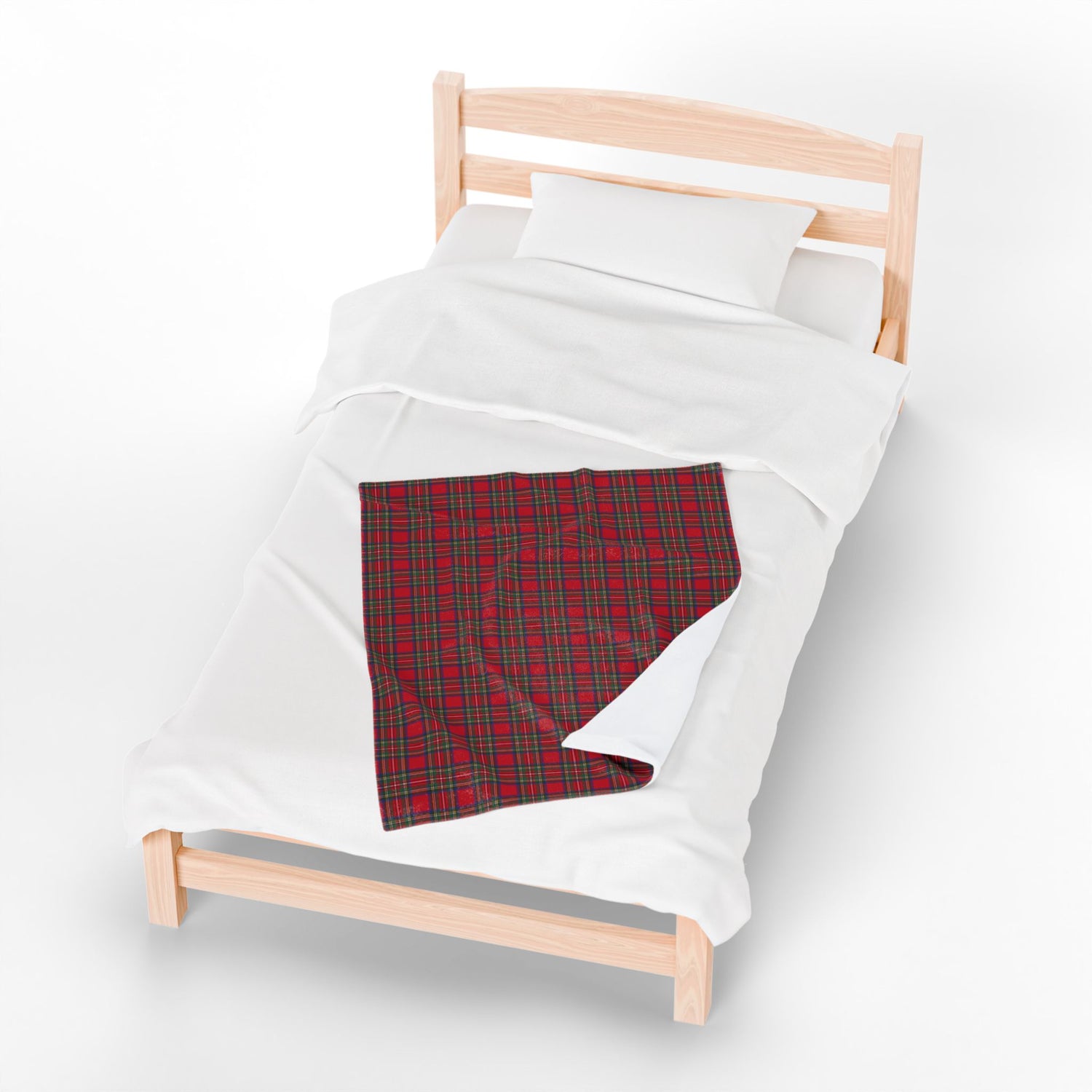 Cozy Plaid Velveteen Blanket Throw in Red Tartan Plaid