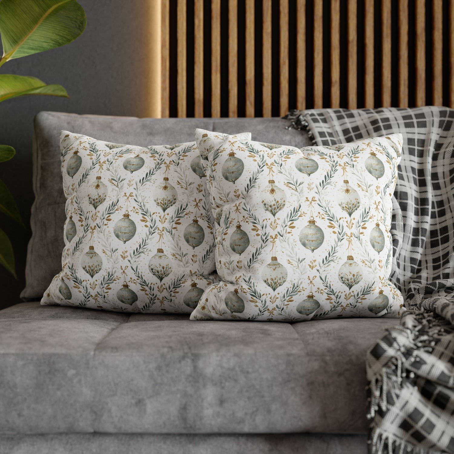 Elegant Holiday Ornament Throw Pillow Covers