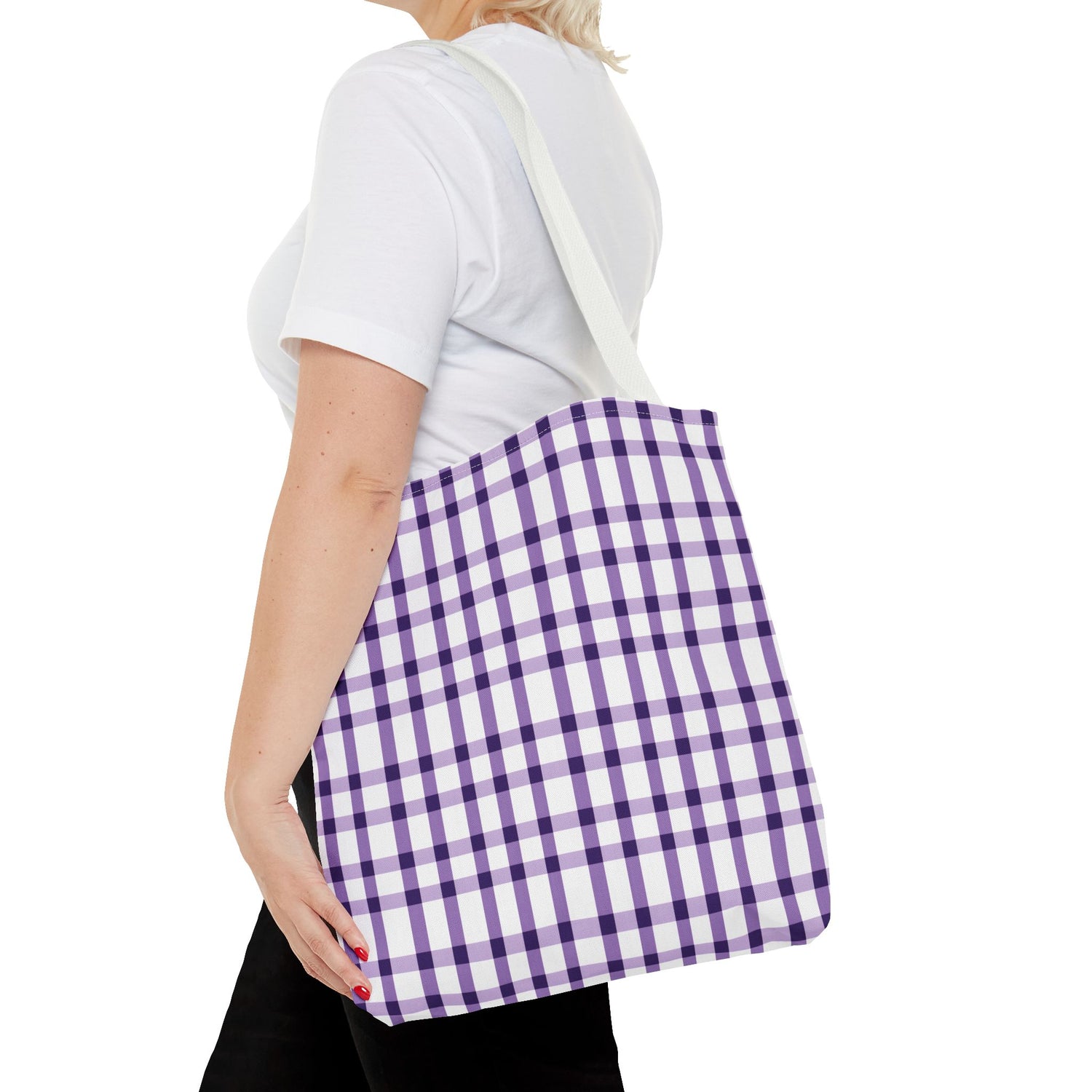 Purple Plaid Tote Bag