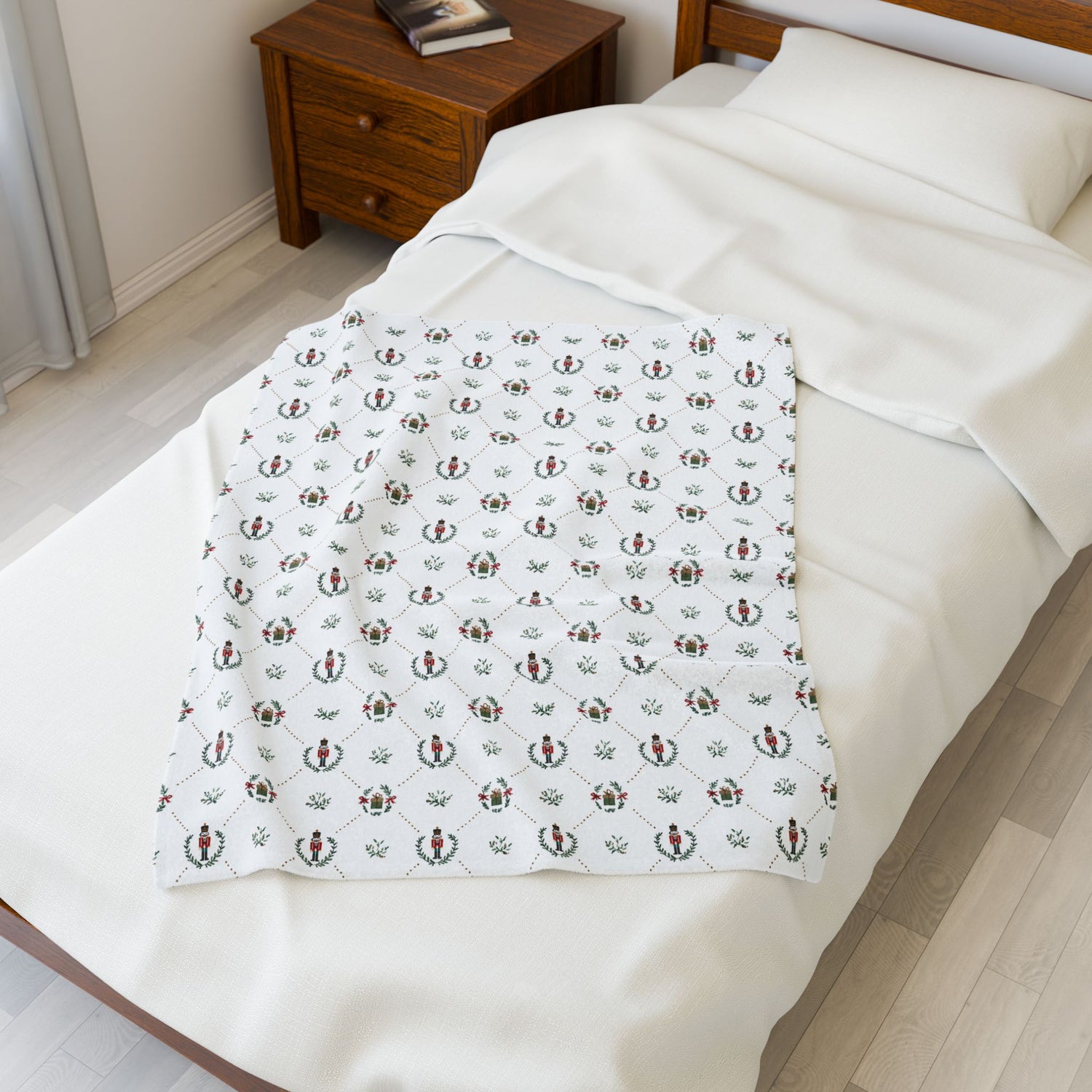 Festive Nutcracker Cozy Velveteen Plush Blanket