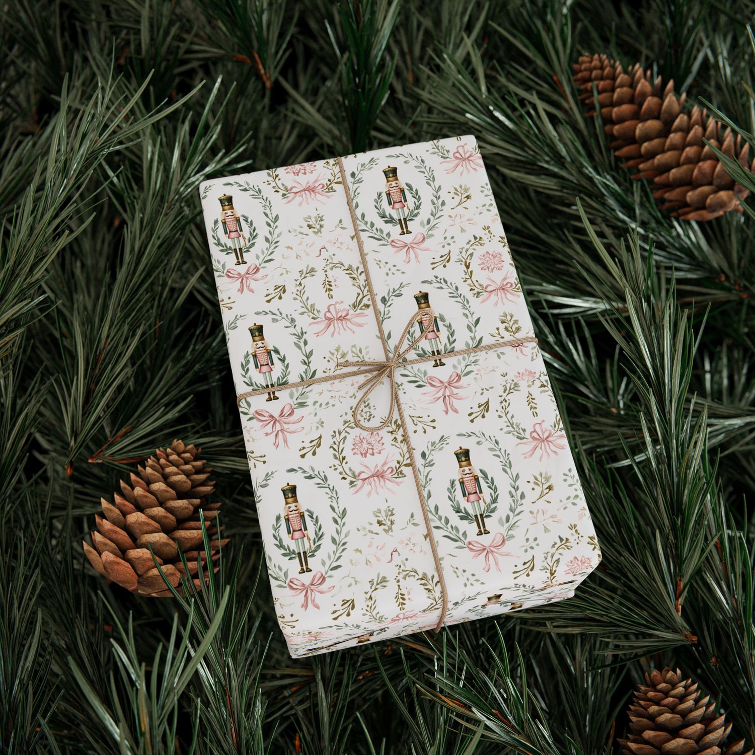 Premium Wrapping Paper - Elegant Floral Nutcracker