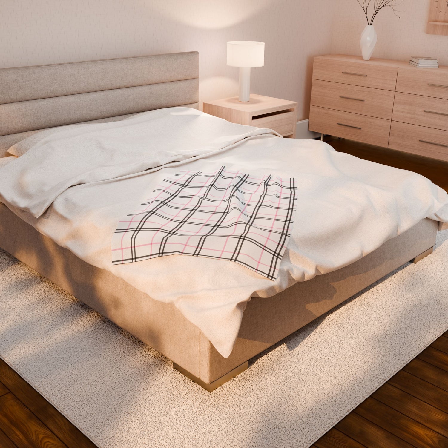 Cozy Plaid Velveteen Plush Blanket, Soft Throw for Home Decor, Perfect for Gifts, Relaxing, Holiday Comfort, Snuggling, Winter Warmth