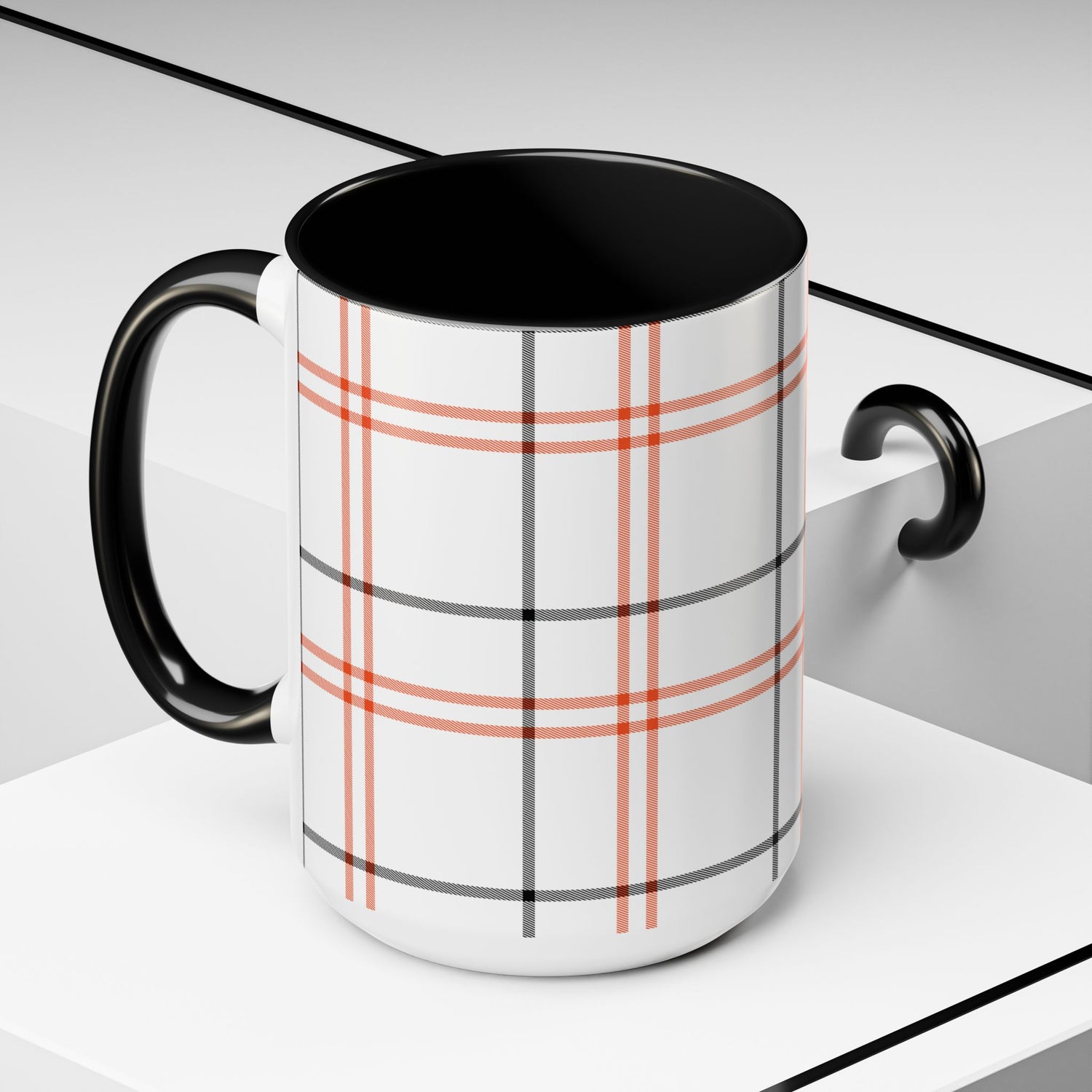 Plaid Accent Coffee Mug | Cozy Vibes, Perfect Gift for Coffee Lovers, Home Decor, Fall and Winter Celebrations, Kitchen Essentials
