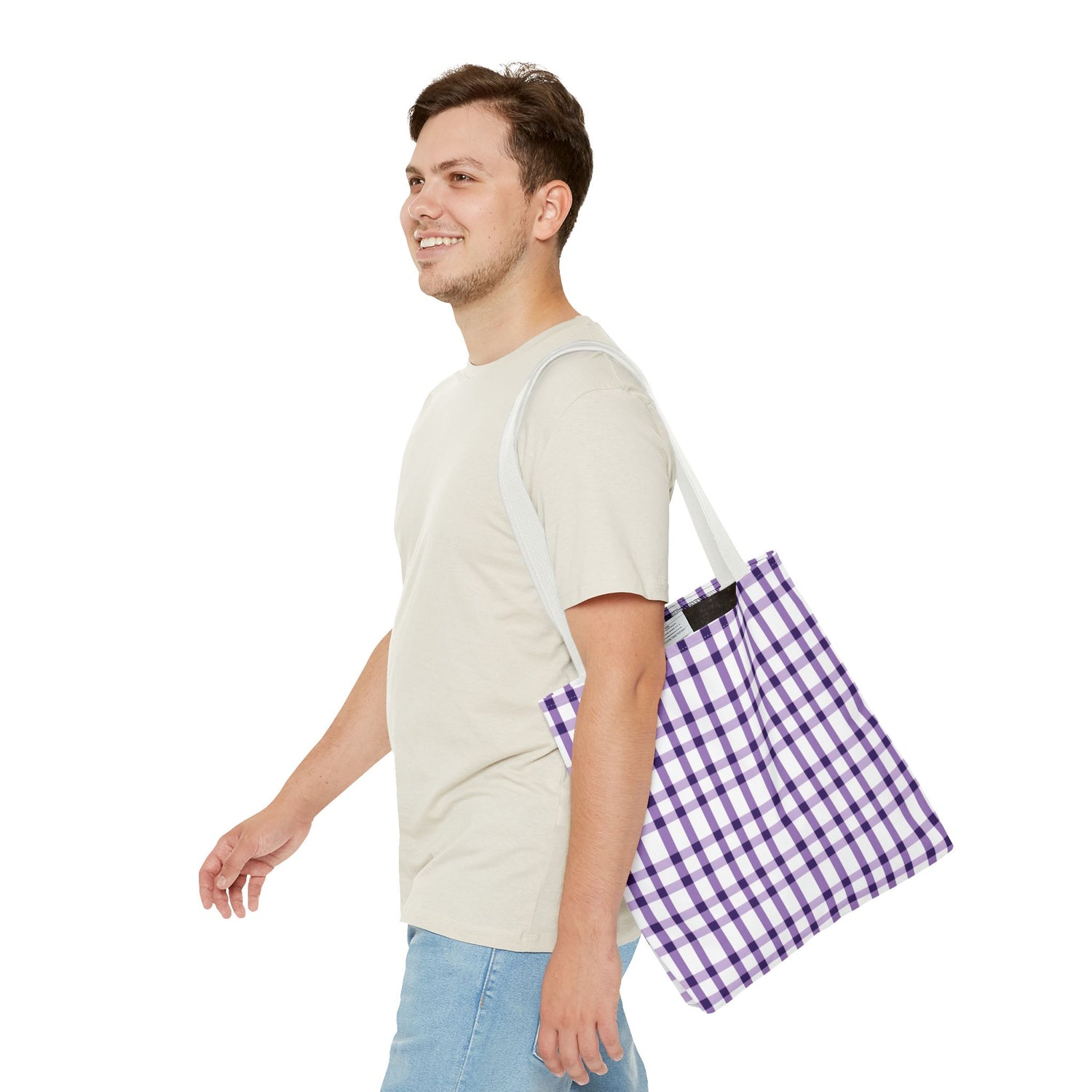 Purple Plaid Tote Bag