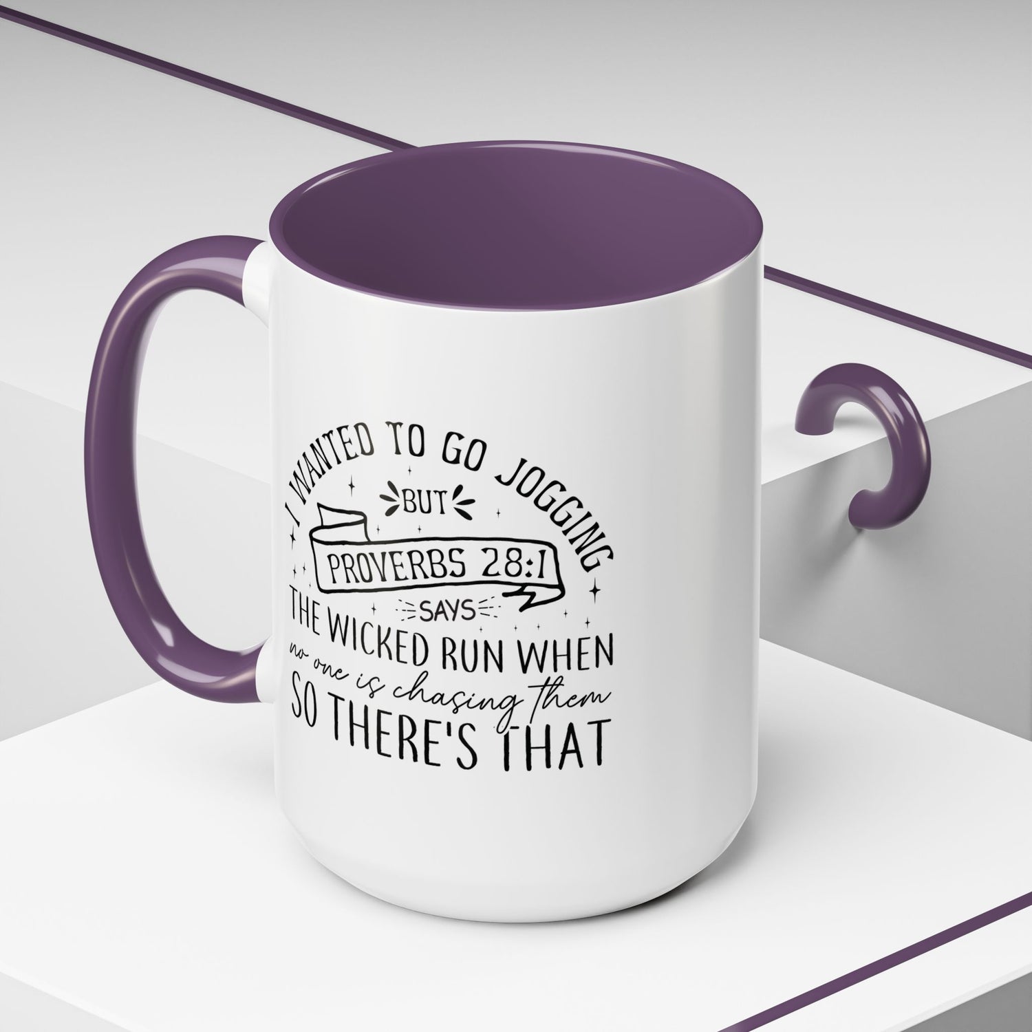 Inspirational Coffee Mug for Christian Joggers, Proverbs 28:1 Quote Mug, Funny Workout Gift, Motivational Drinkware, Exercise Humor