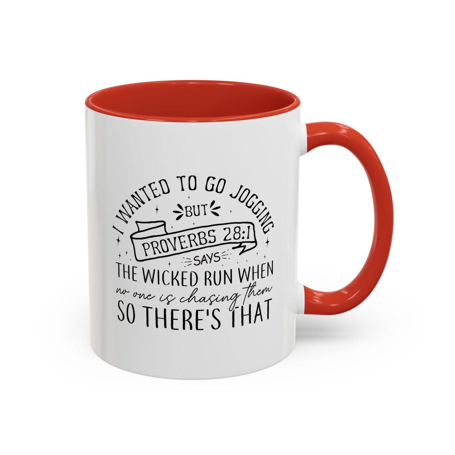 Inspirational Coffee Mug for Christian Joggers, Proverbs 28:1 Quote Mug, Funny Workout Gift, Motivational Drinkware, Exercise Humor