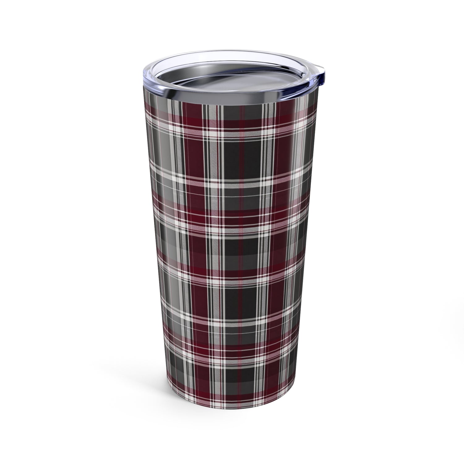 Burgundy Grey Plaid 20oz Stainless Tumbler