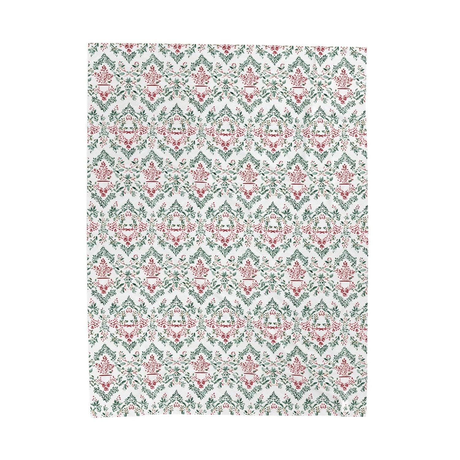 Festive Red and Green Cozy Velveteen Plush Blanket
